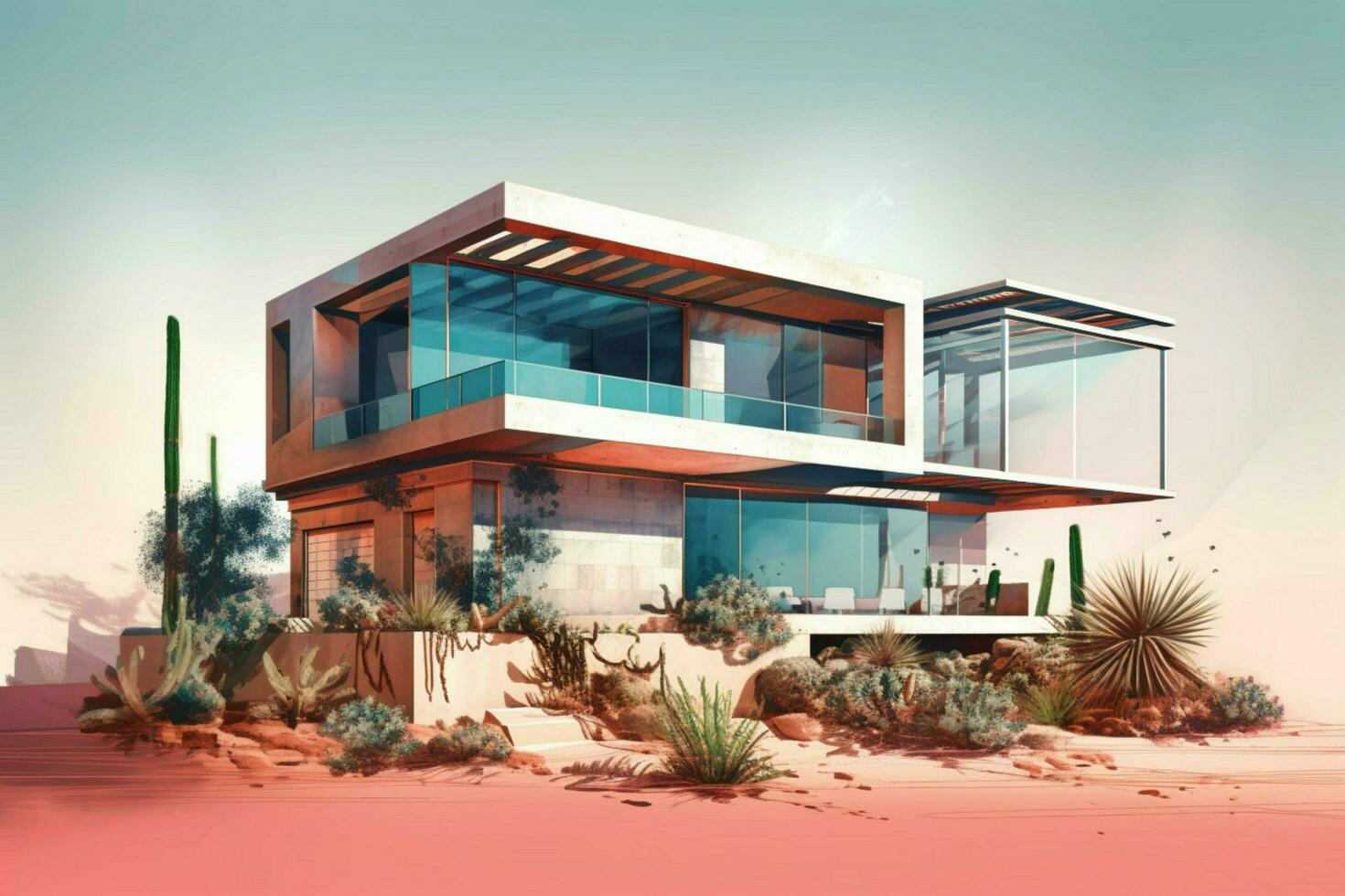 a modern house shown with an illustration illustr photo