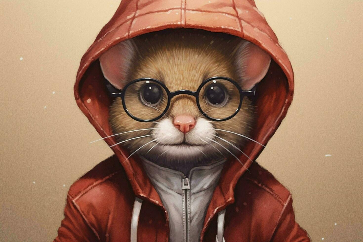 un ratón en un capucha con un capucha y lentes foto