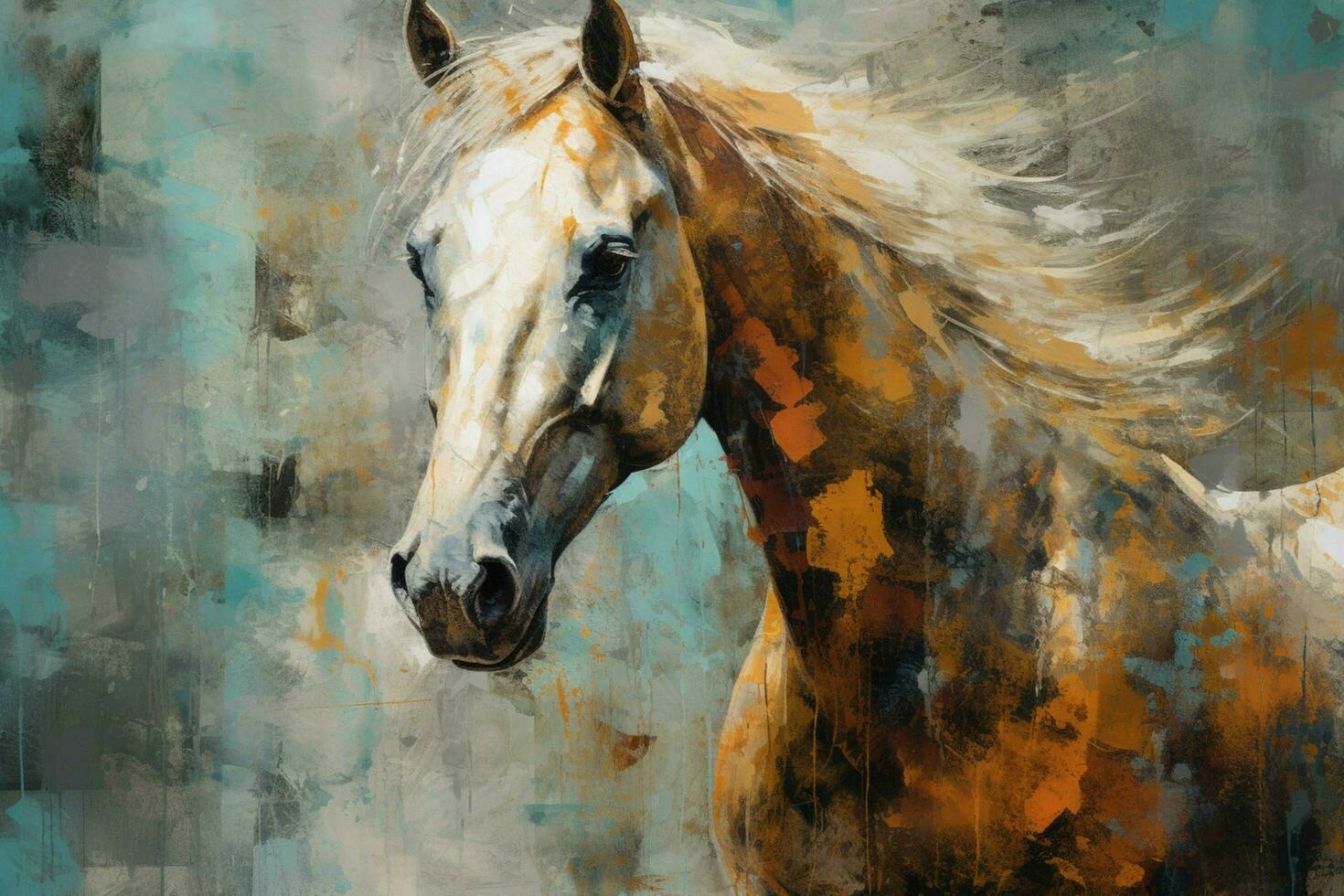 a painting of a horse that is on a screen photo