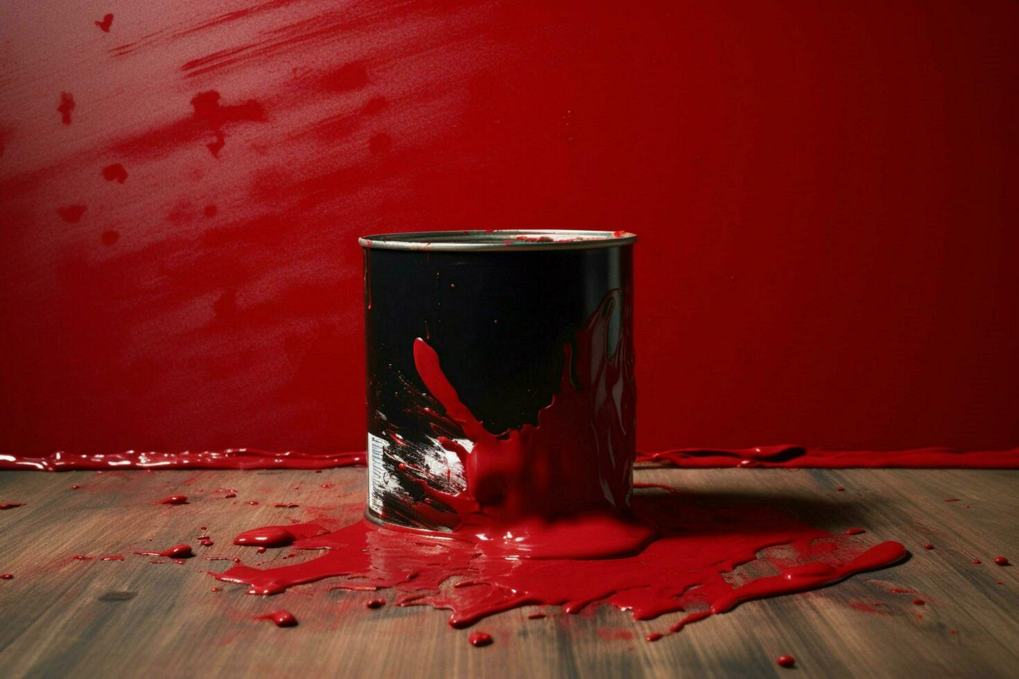 a painting of red and black paint with the words photo