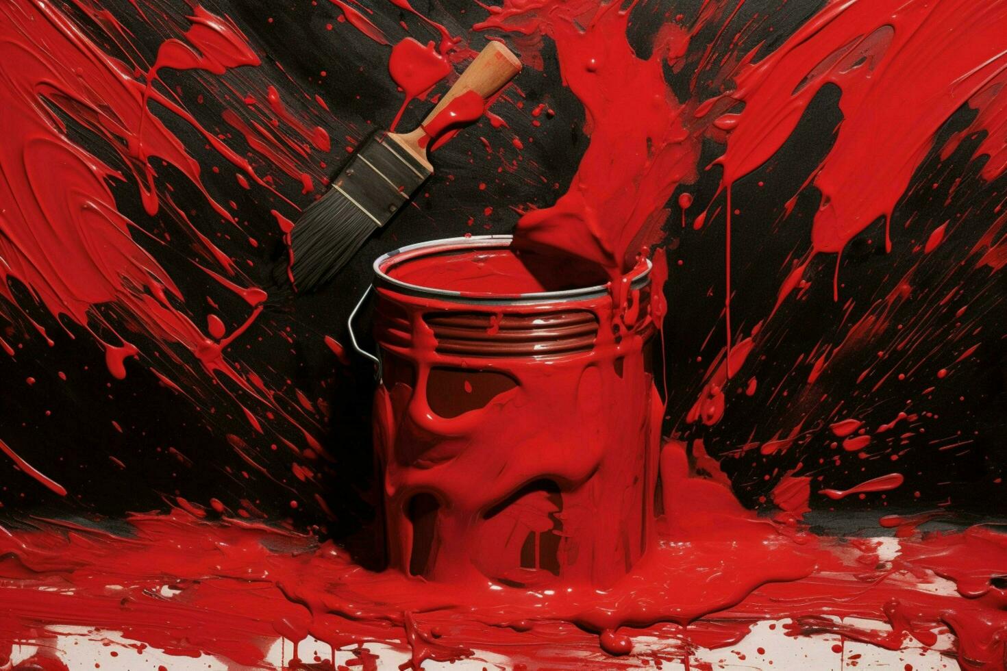 a painting of red and black paint with the words photo