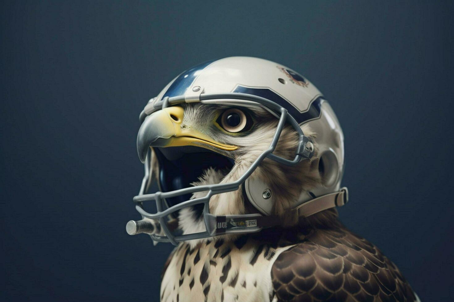 a poster of a falcon with a helmet and a helmet photo