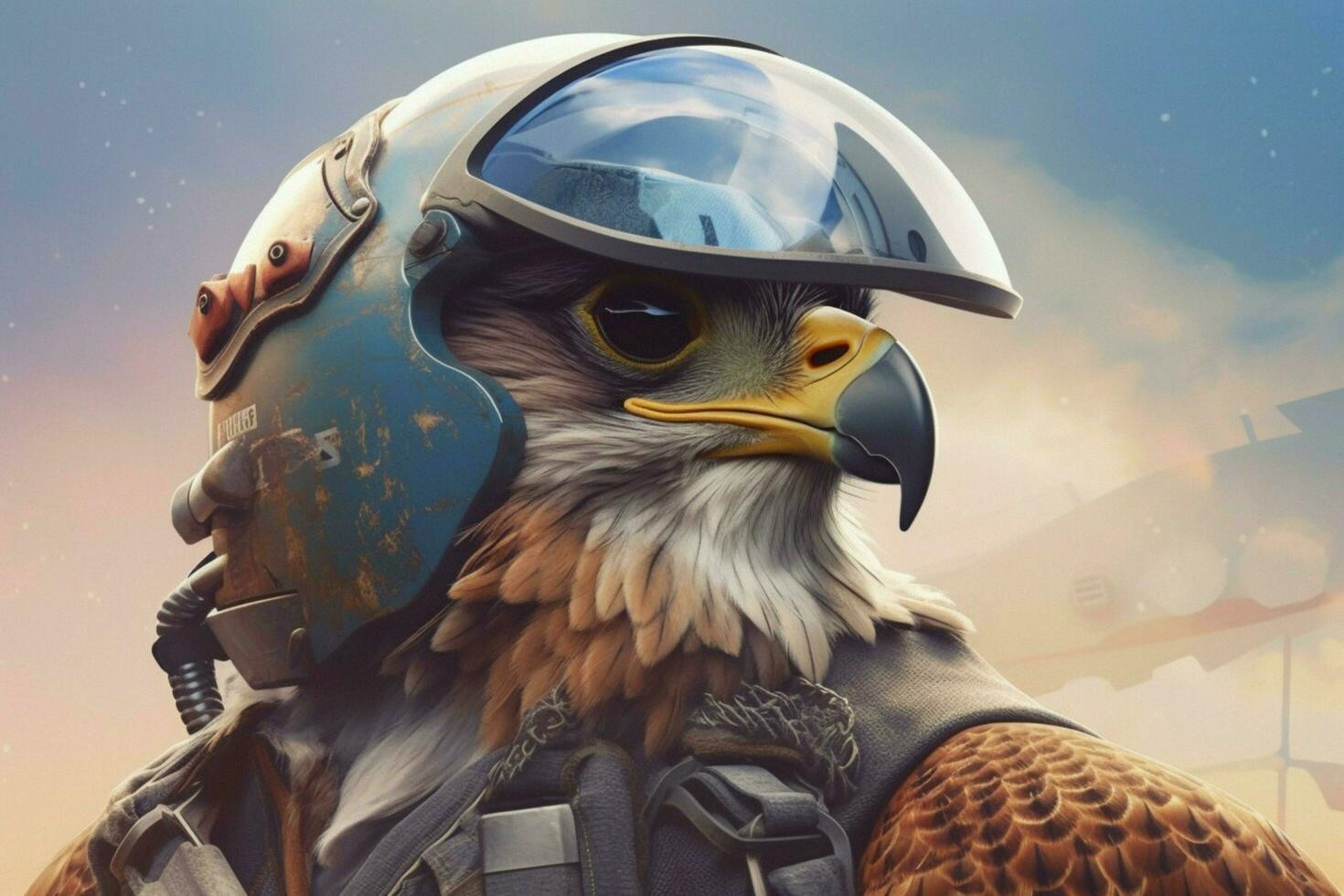 a poster of a falcon with a helmet and a helmet photo