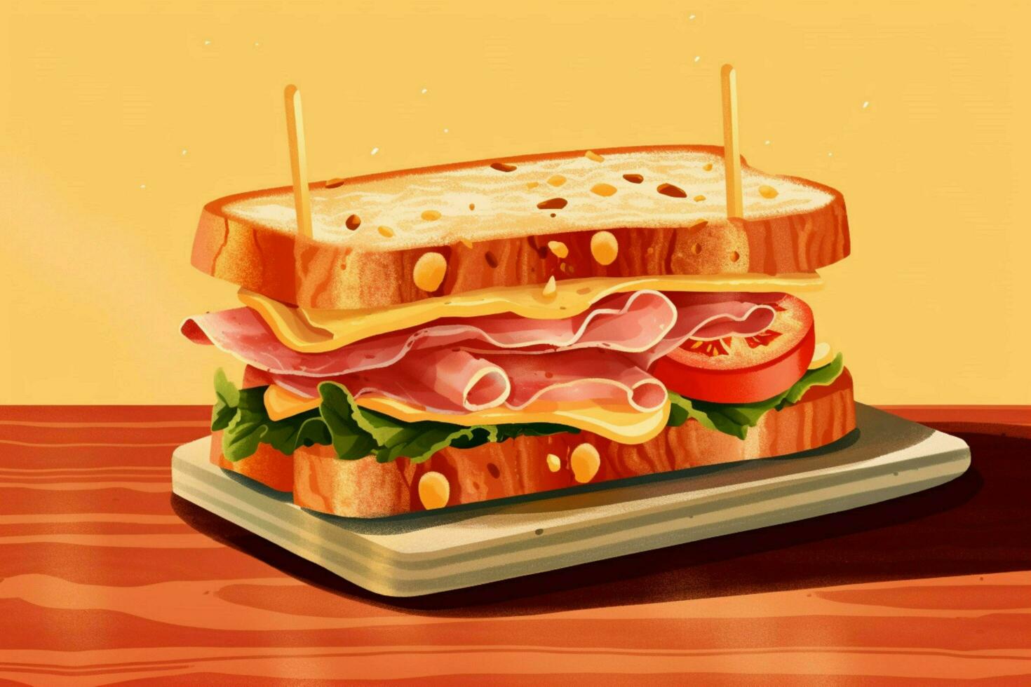 a sandwich made of spanish serrano ham on a table photo