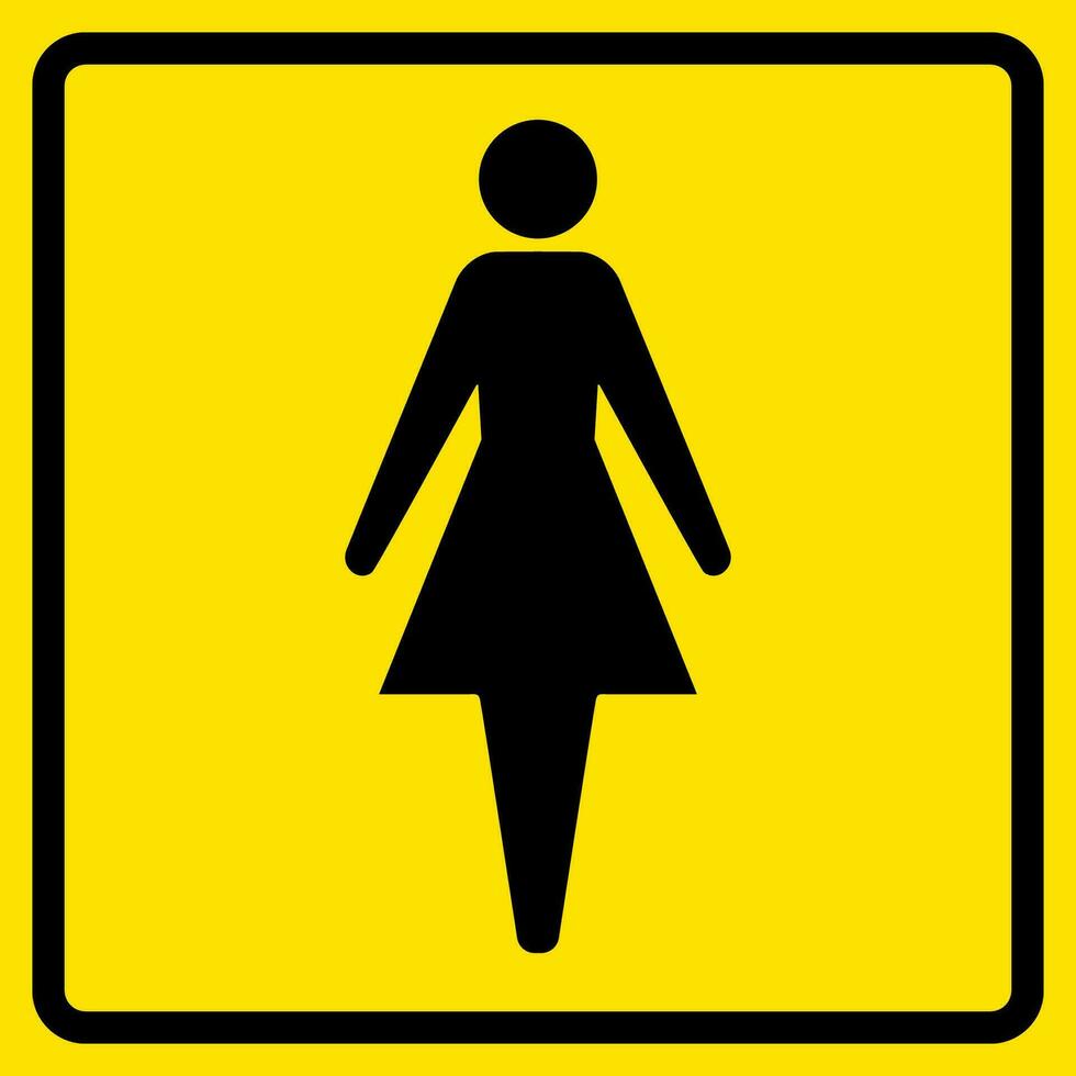 Women's public restroom sign, emblem of water closet with silhouettes of woman vector