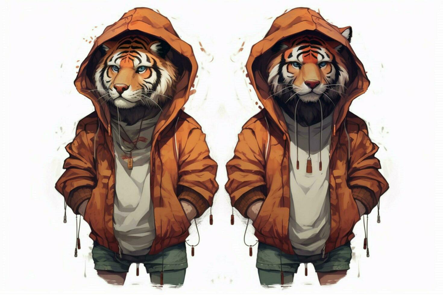 a tiger with a hoodie and a hoodie photo