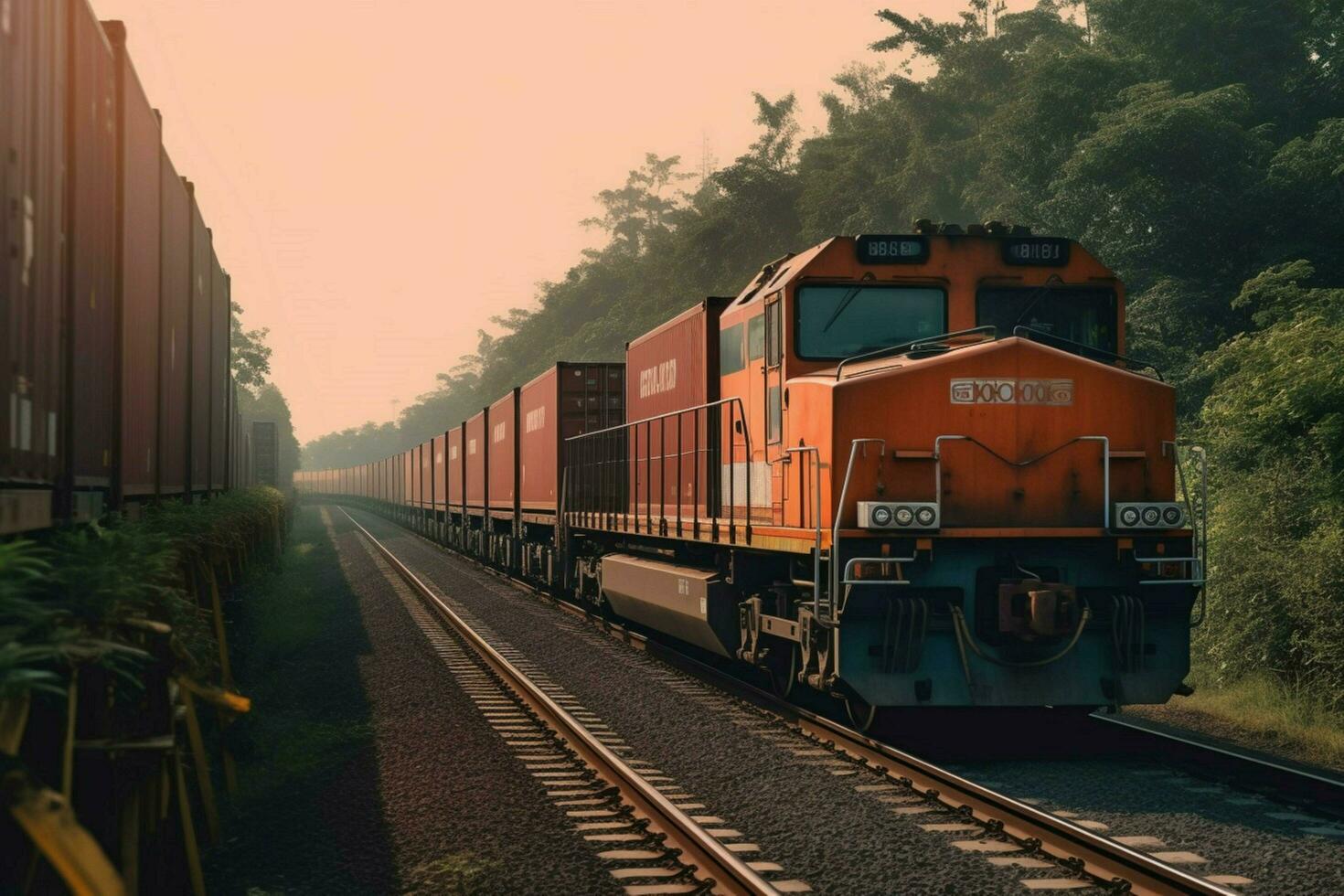 a train carrying cargo containers photo