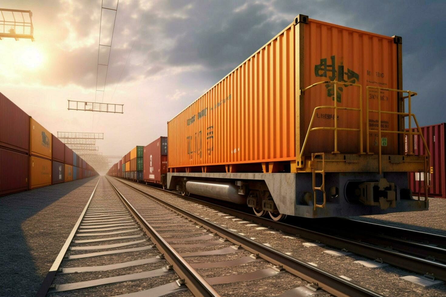 a train carrying cargo containers photo