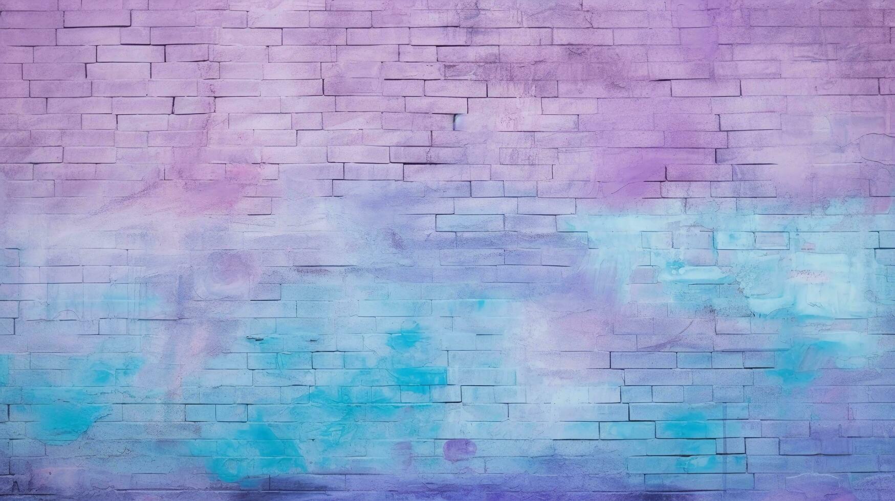 AI generated, purple and blue paint on a brick wall, in the style of light teal and white, post-minimalist, multilayered dimensions, colorful street murals. photo