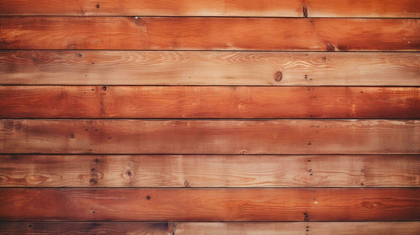 AI generated, horizontal image of an old antique wooden wall, in the style of restored and repurposed, light orange and maroon, lighthearted atmosphere, polished surfaces. photo