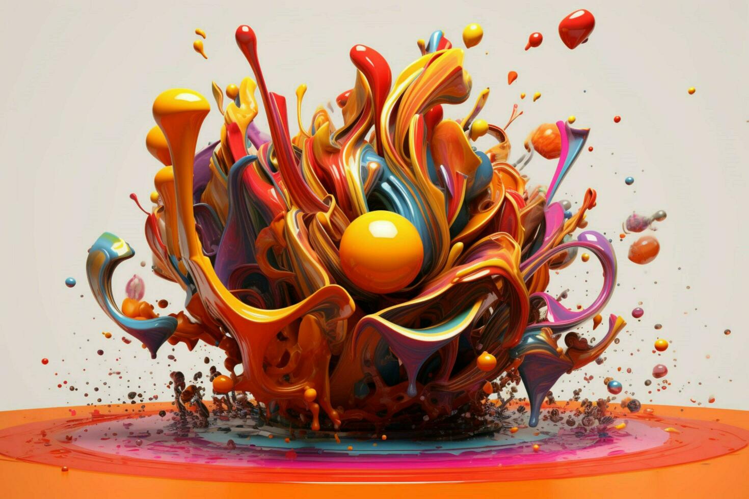 abstract art with colorful splash 3d photo