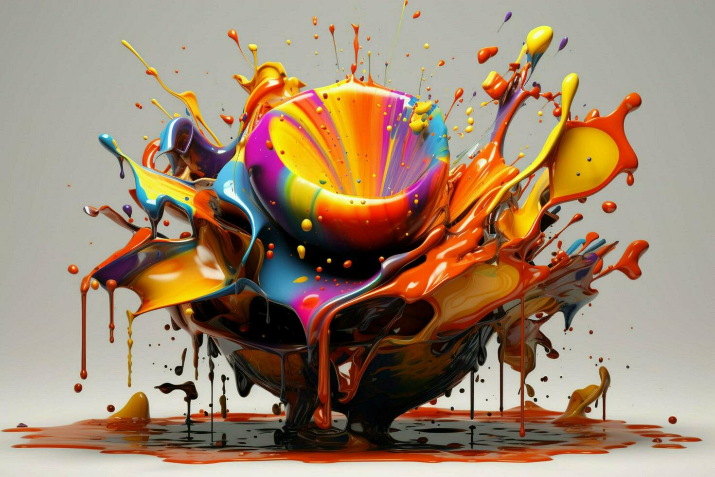abstract art with colorful splash 3d photo