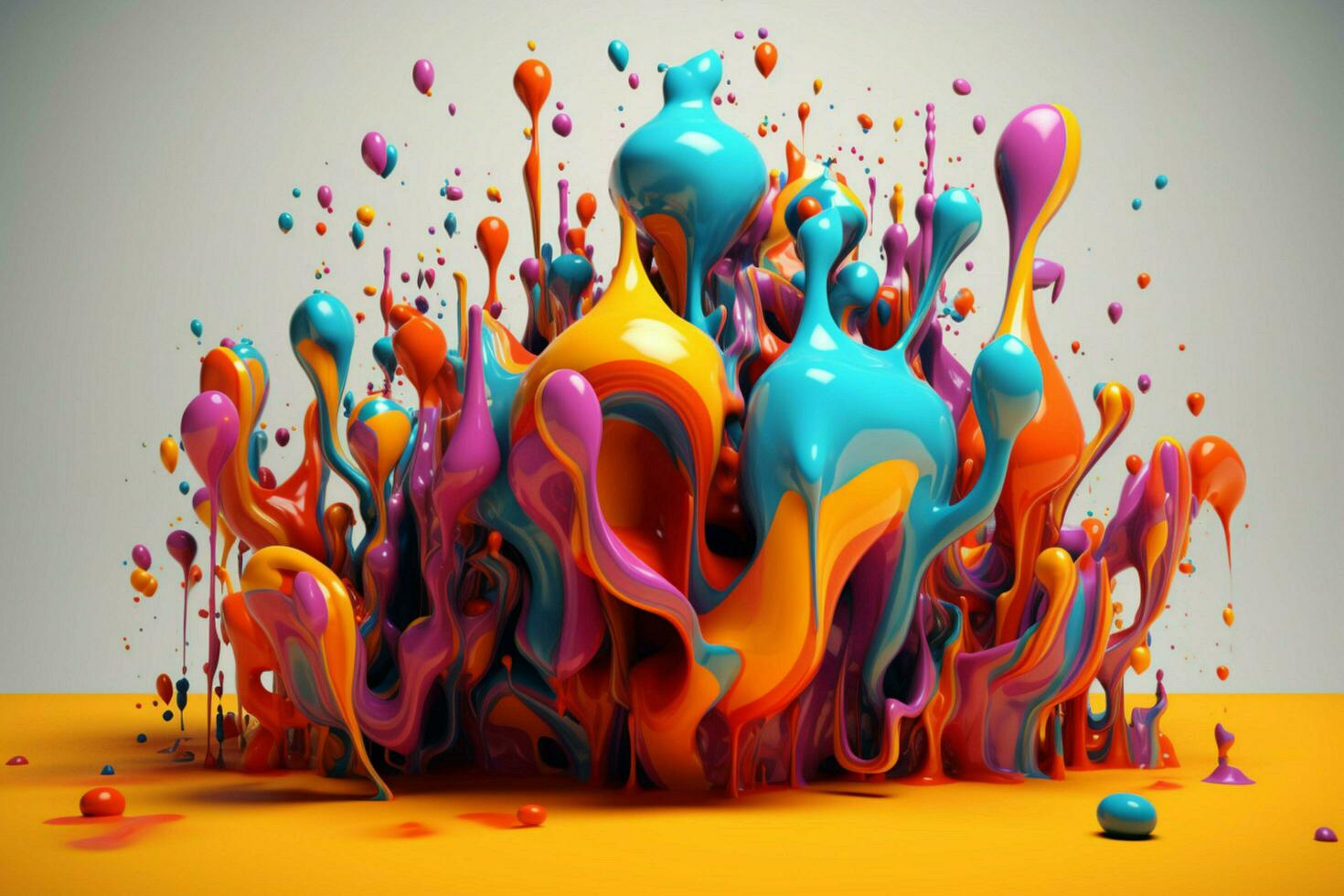 abstract art with colorful splash 3d photo