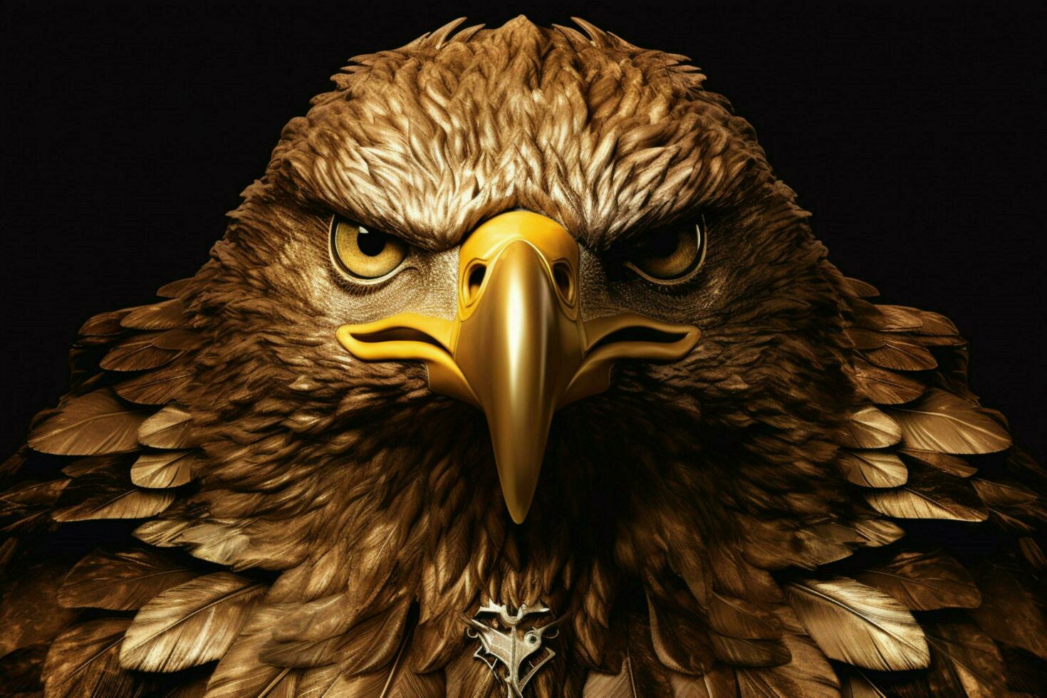 an eagle with a gold eagle head and a gold eagle photo
