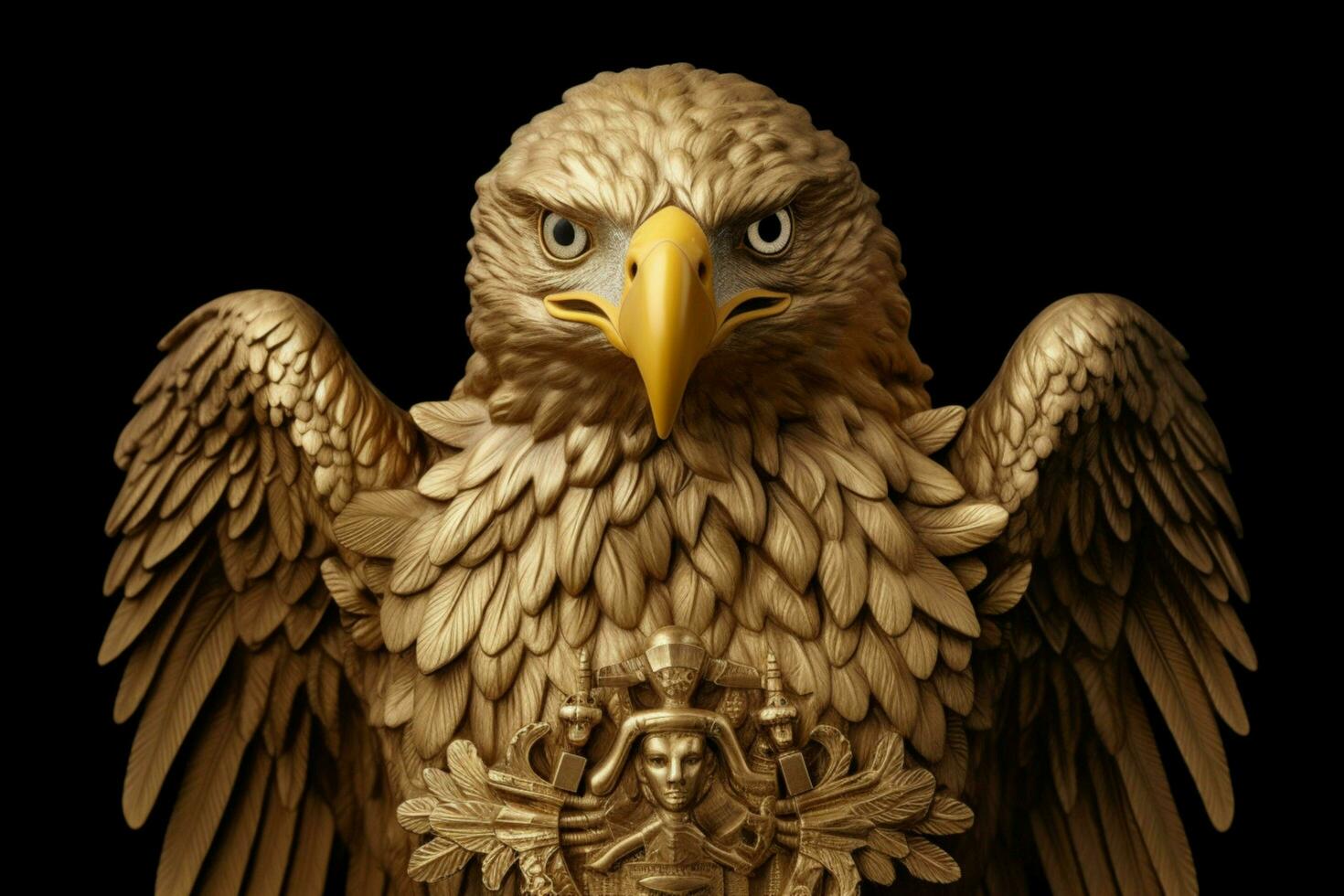 an eagle with a gold eagle head and a gold eagle photo