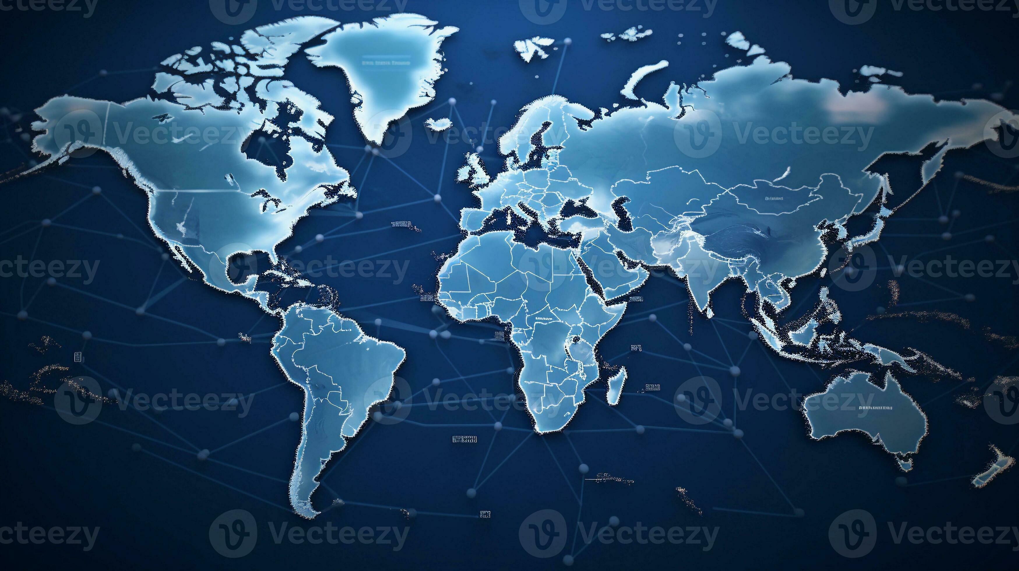 A world map with marked locations of international business offices,  representing global expansion, with a clear area for text overlay. AI  generated 30632906 Stock Photo at Vecteezy
