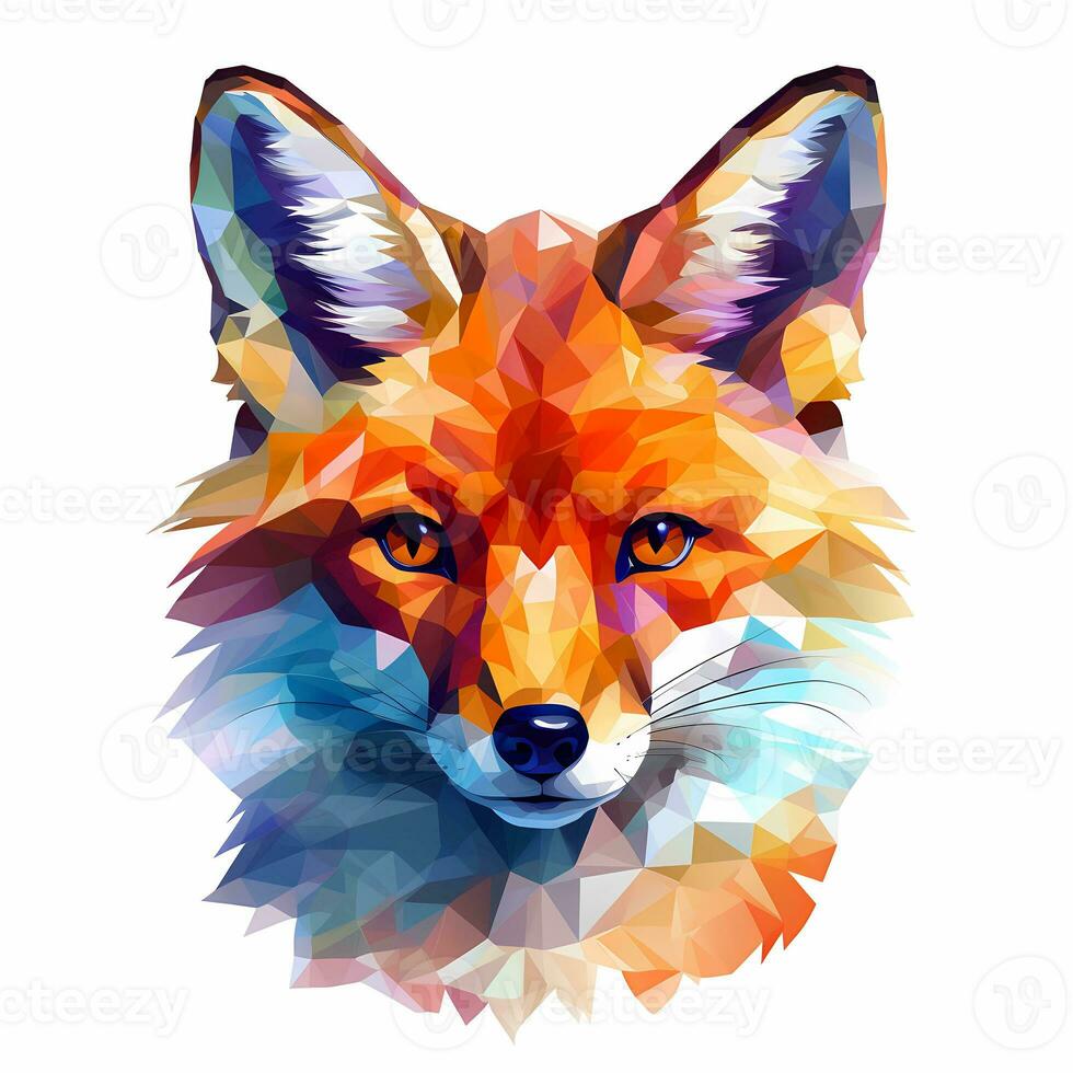Illustration of a fox with pastel tetradic colors style, cute and quirky, fantasy art, watercolor effect, white background. AI generated photo