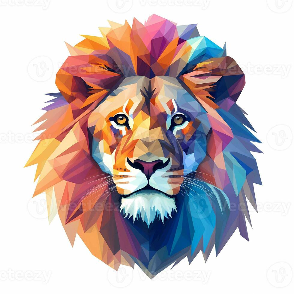 Illustration of a lion, pastel tetradic colors, cute and quirky, fantasy art, watercolor effect, white background. AI generated photo