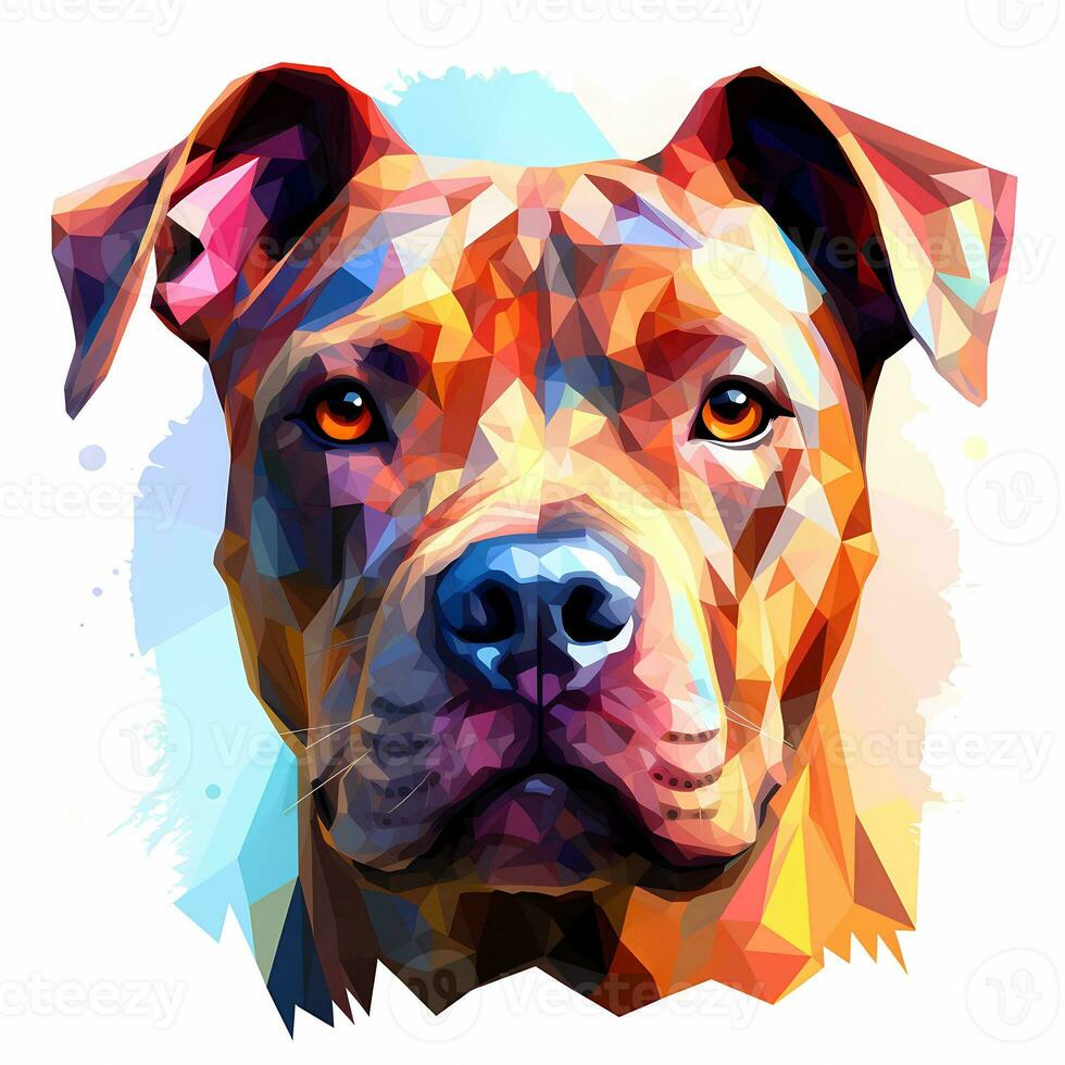 Illustration of a pitbull , pastel tetradic colors, cute and quirky, fantasy art, watercolor effect, white background. ai generated photo