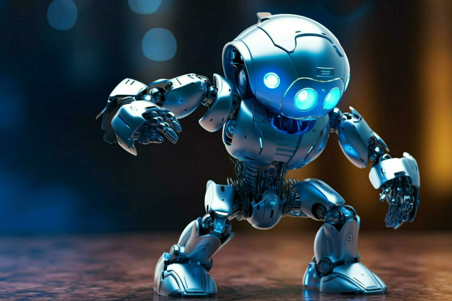 blue cyborg toy dances with futuristic joy photo