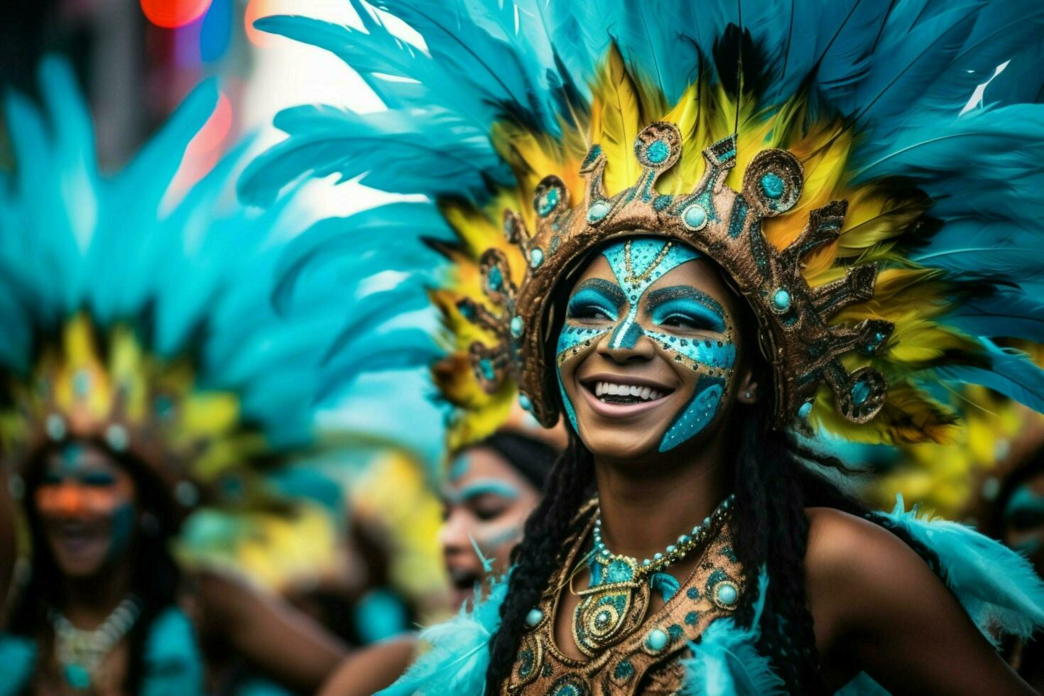 brasileiro vestindo fantasia de samba. linda mulher brasileira