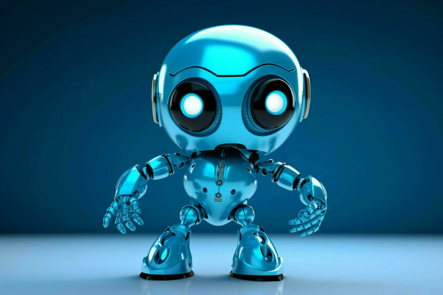 blue cyborg toy dances with futuristic joy photo