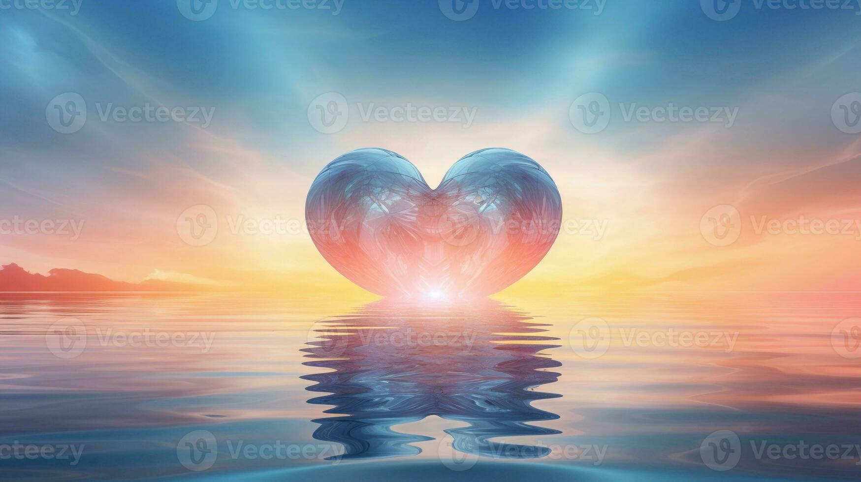 An illustration blending abstract heart imagery with serene meditation scenes, offering space for text to promote the benefits of relaxation and mindfulness in heart care. AI generated photo