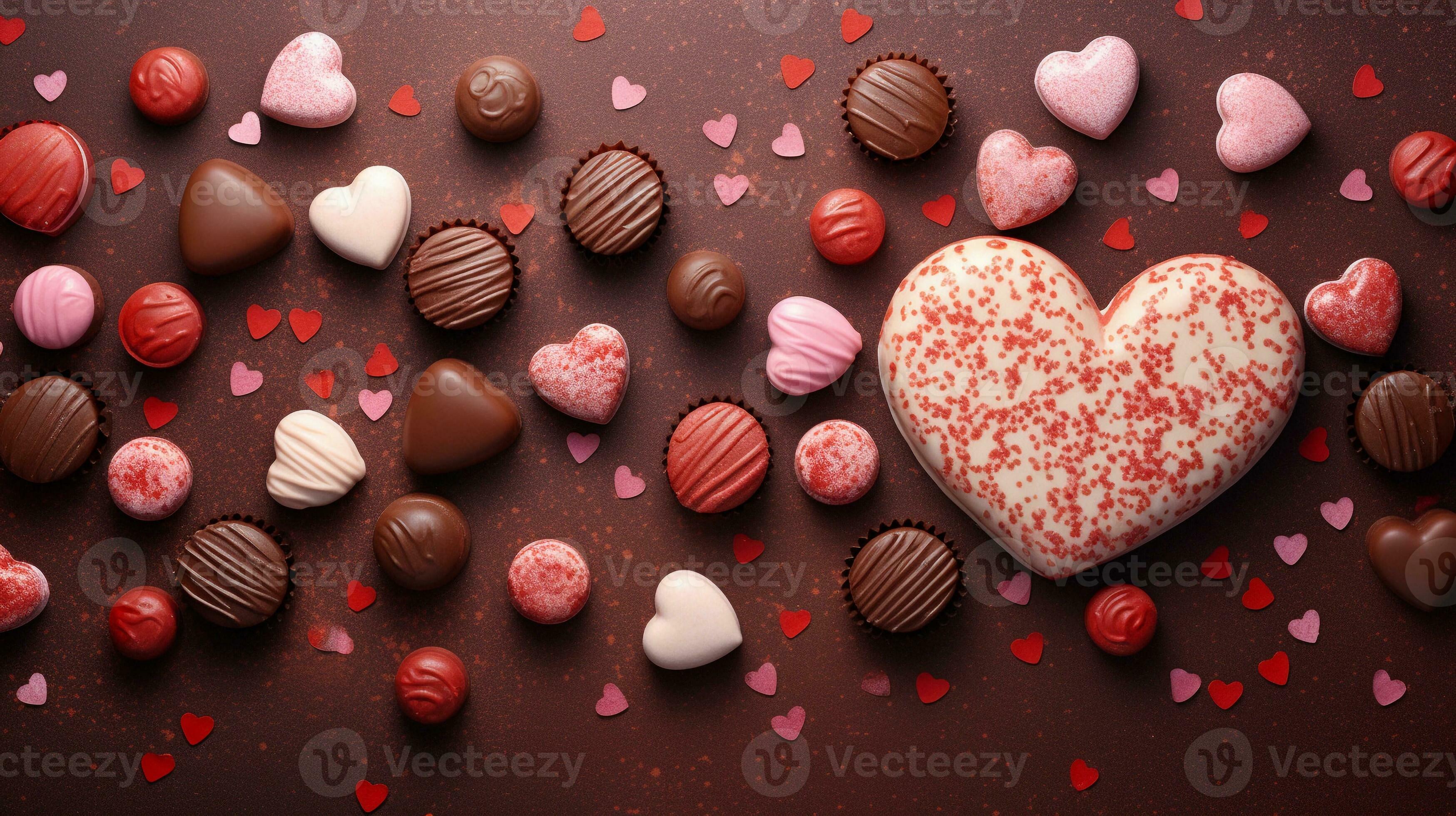 Wall Mural Few heart shaped chocolate candies 