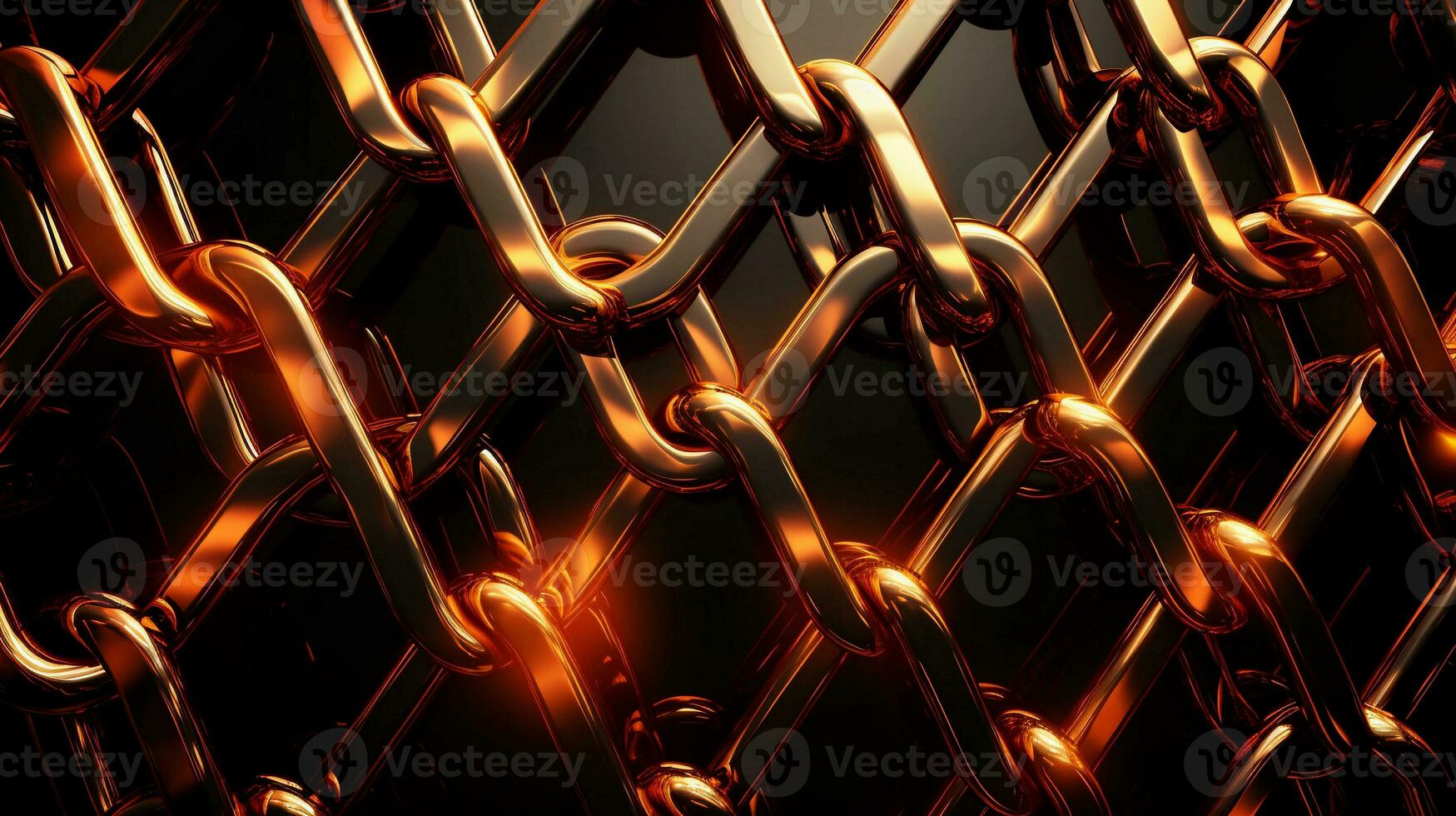 An artistic composition featuring an abstract arrangement of chain links with creative lighting. Background image. AI generated photo