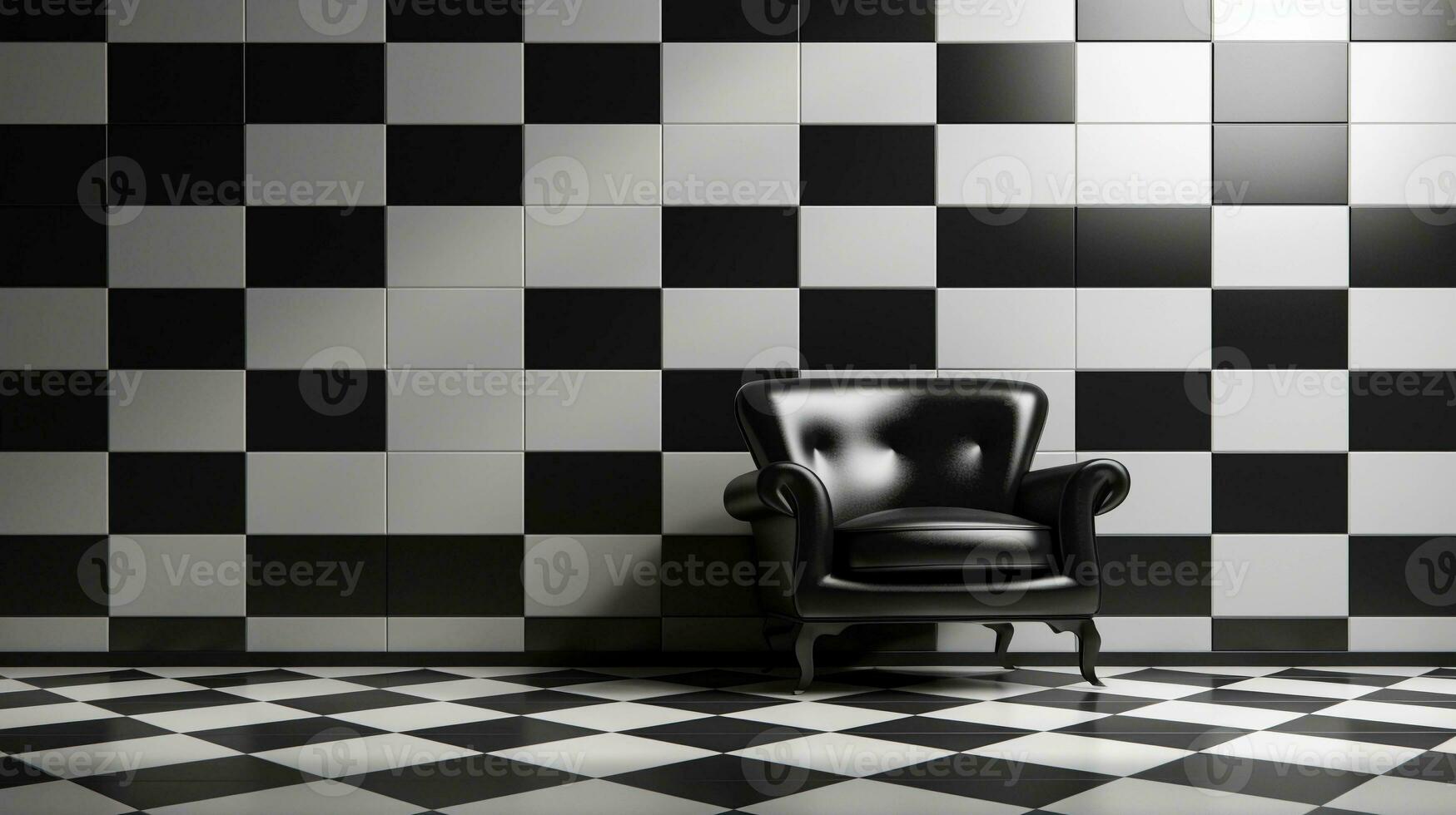 An image showcasing a classic black and white checkered pattern, with space for text to describe its timeless appeal and versatility in fashion and design. Background image. AI generated photo