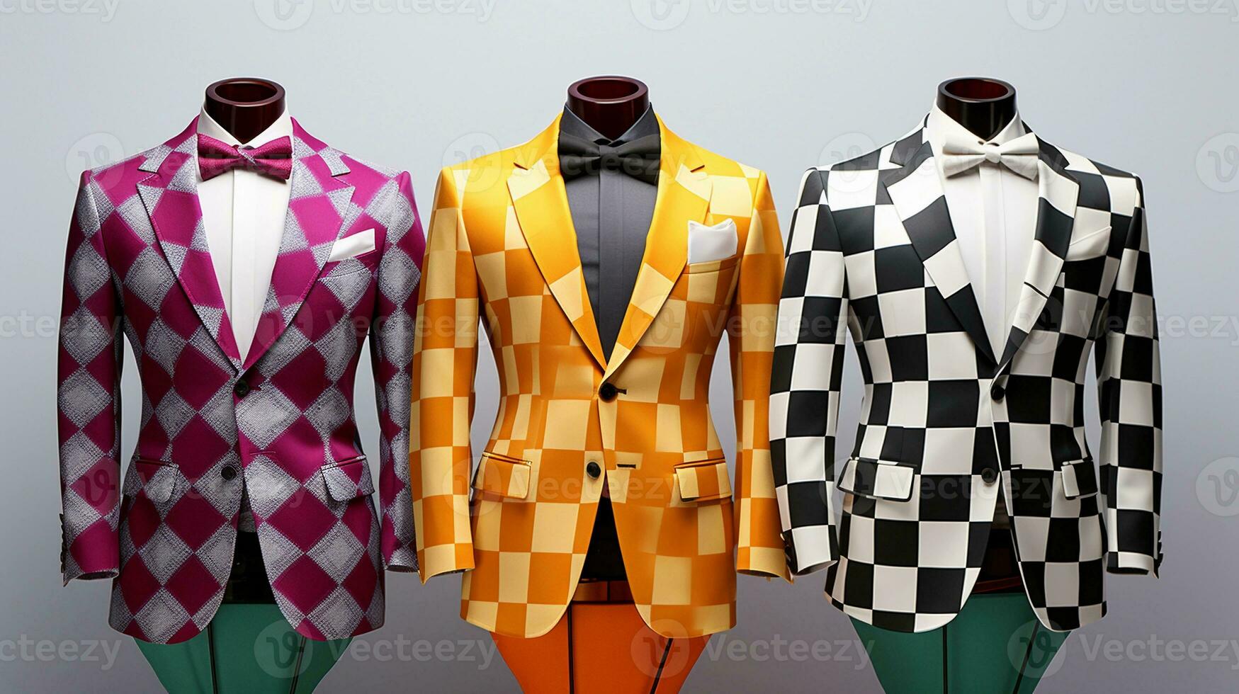An image featuring a stylish checkered outfit or accessory, with modern design and color variations, with space for text. Background image. AI generated photo