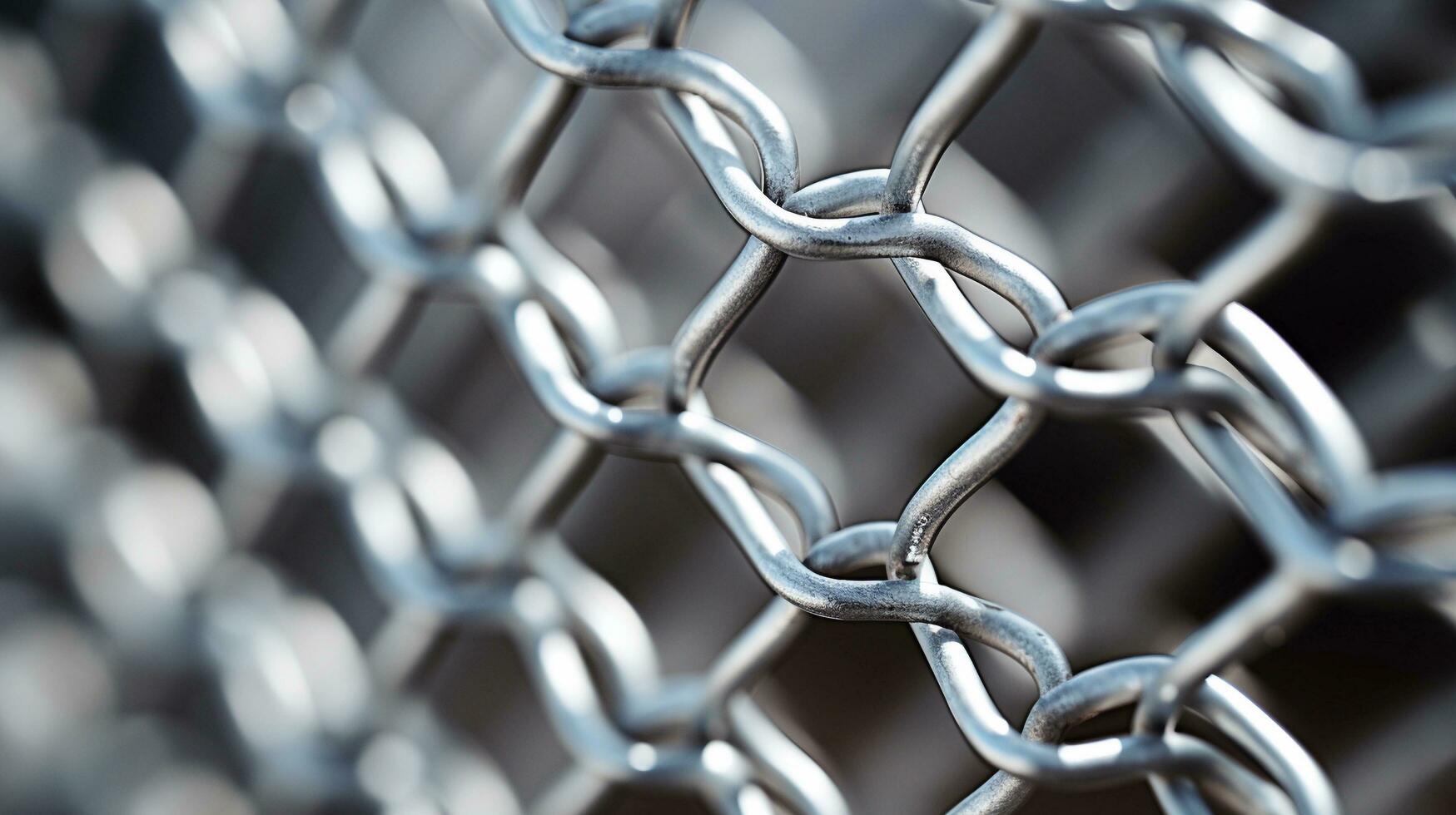 An image showcasing a close-up of an industrial chain link fence, with space for text. Background image. AI generated photo