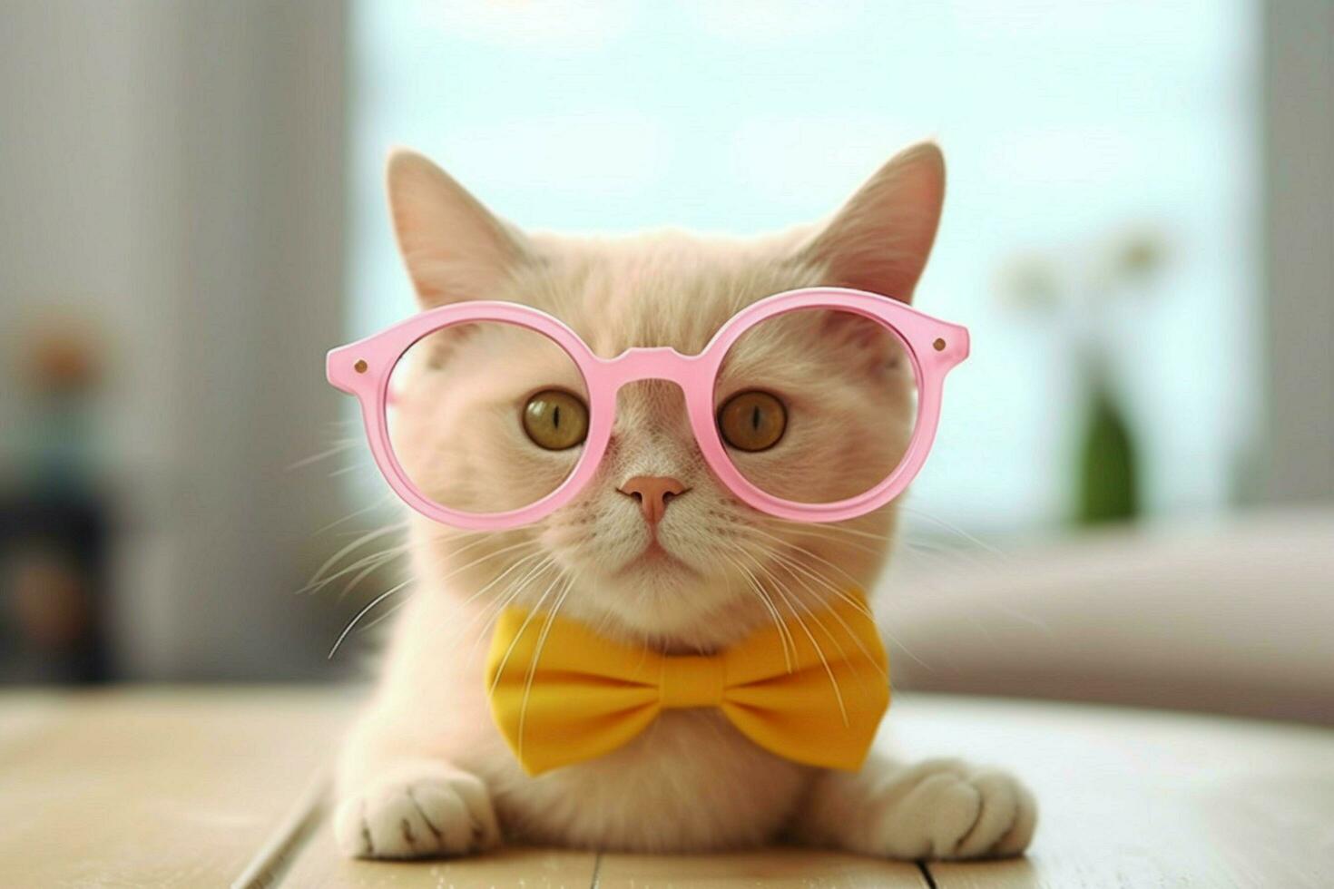 cat cute stylish glasses photo