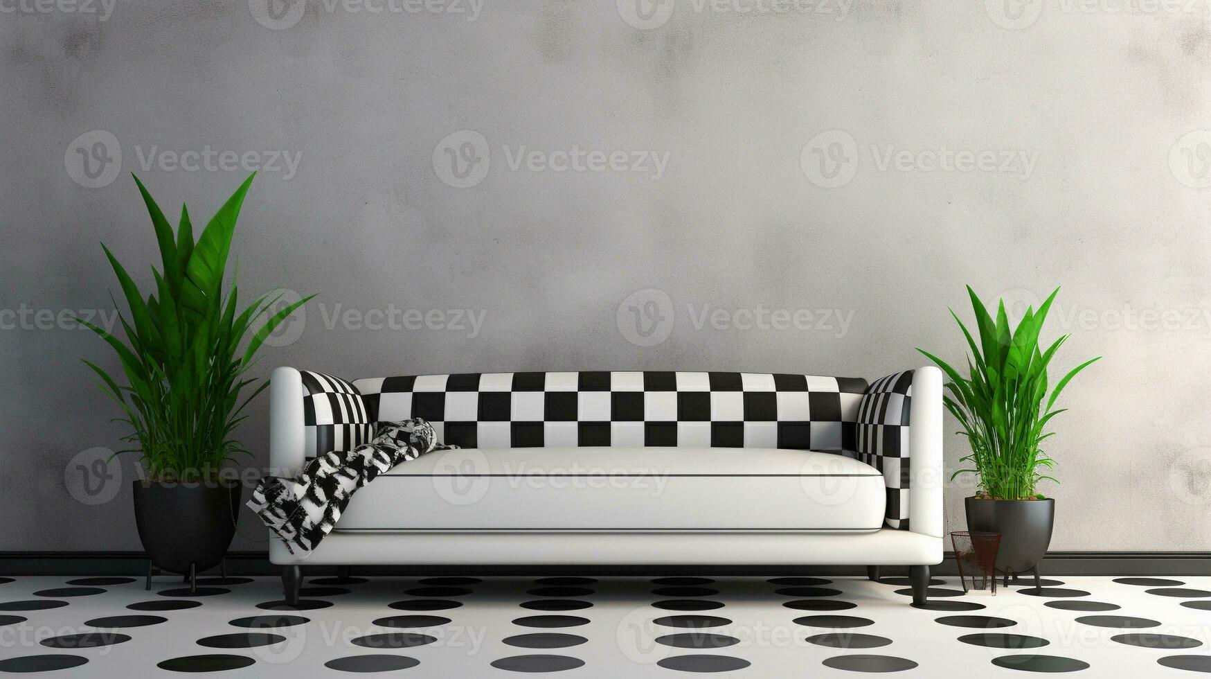 An image showcasing a classic black and white checkered pattern, with space for text to describe its timeless appeal and versatility in fashion and design. Background image. AI generated photo
