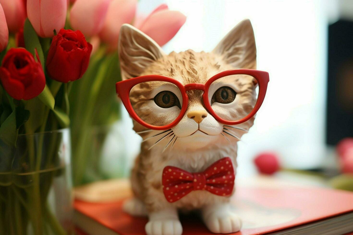 cat cute stylish glasses photo