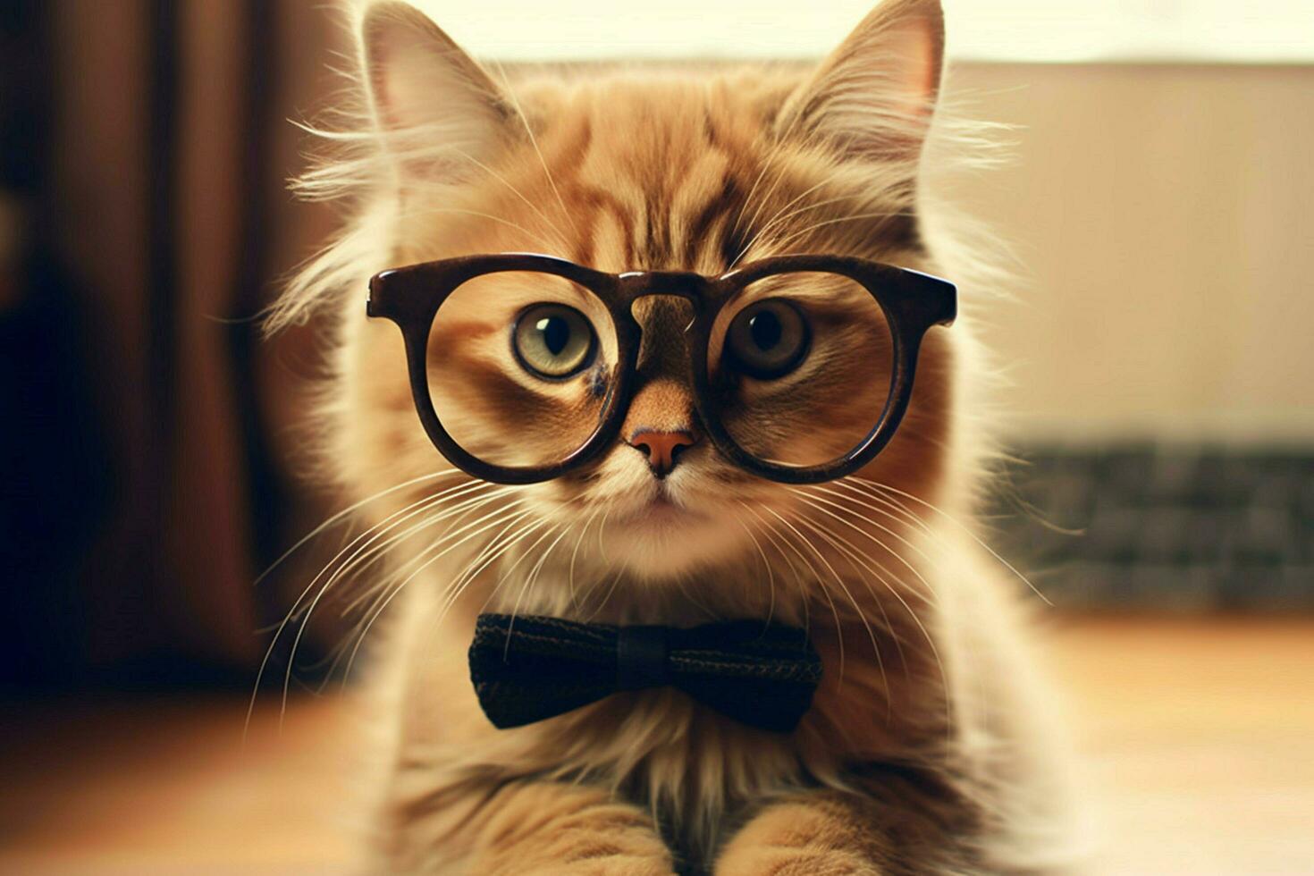 cat cute stylish glasses photo