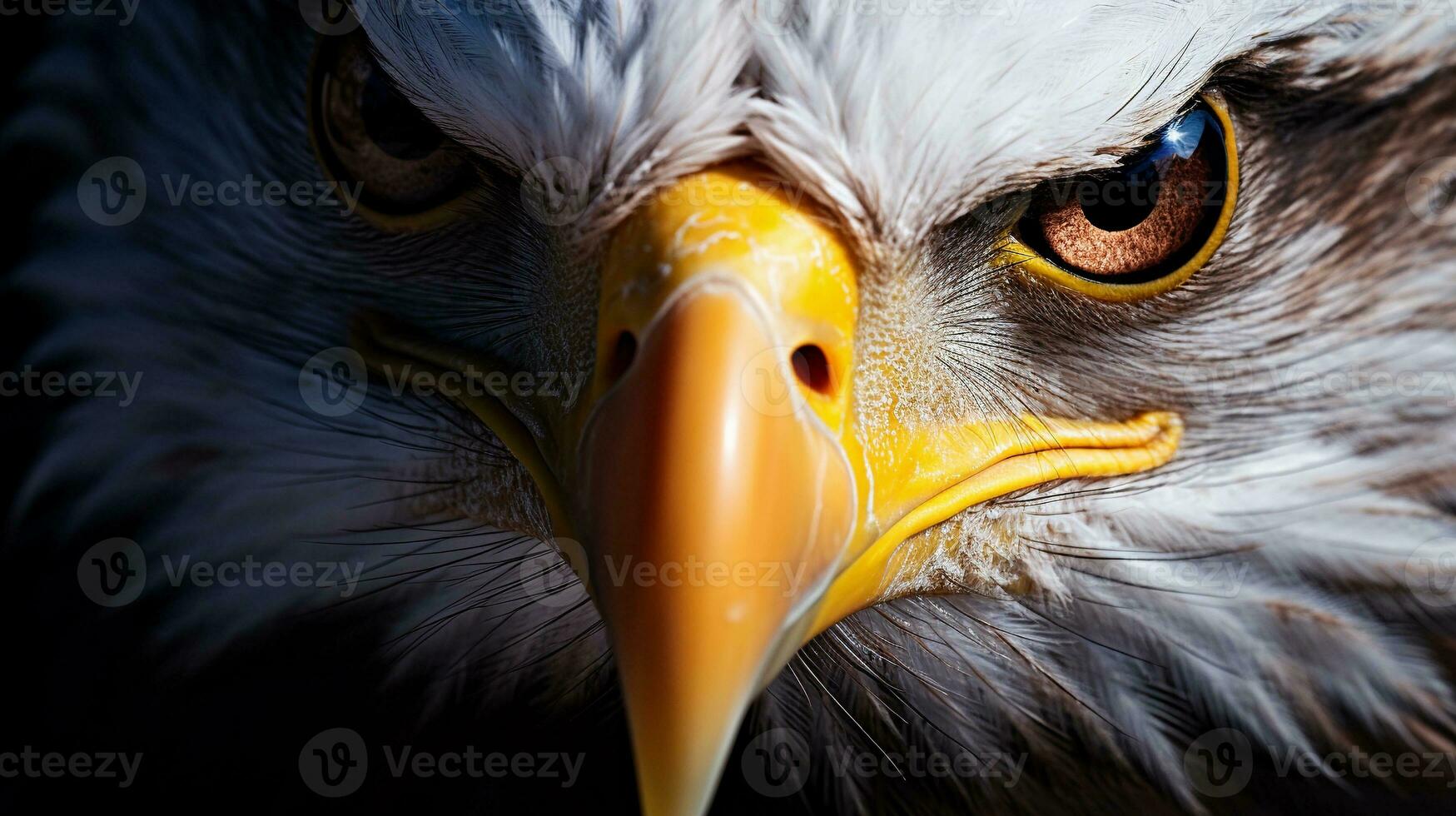 A visually captivating composition showcasing a close-up of an eagle's piercing eye against a textured backdrop. Background image, AI generated photo