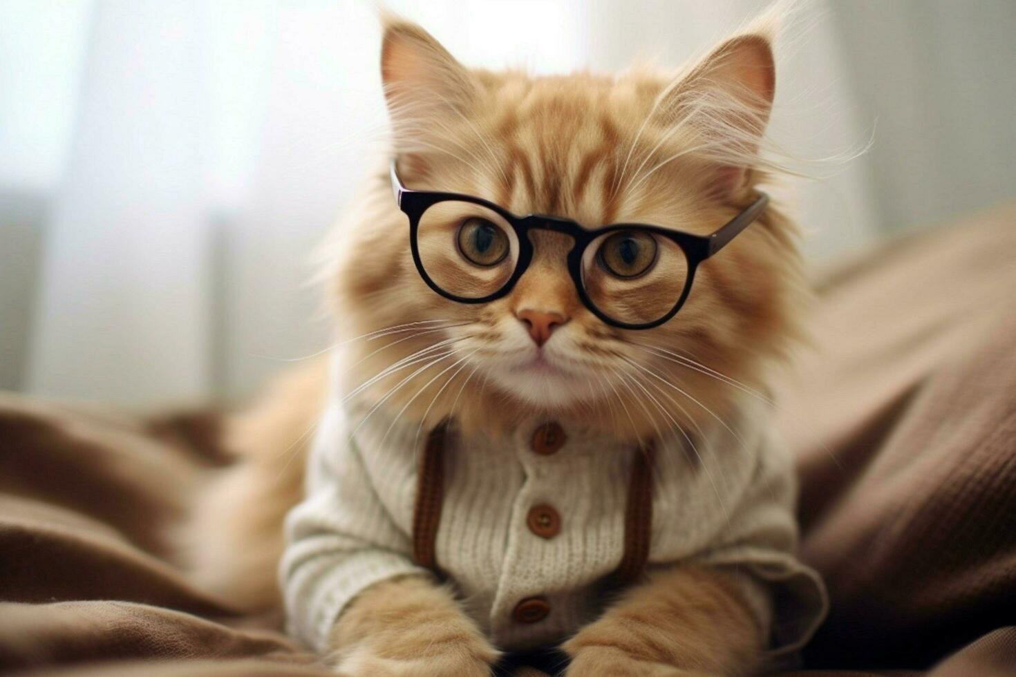 cat cute stylish glasses photo