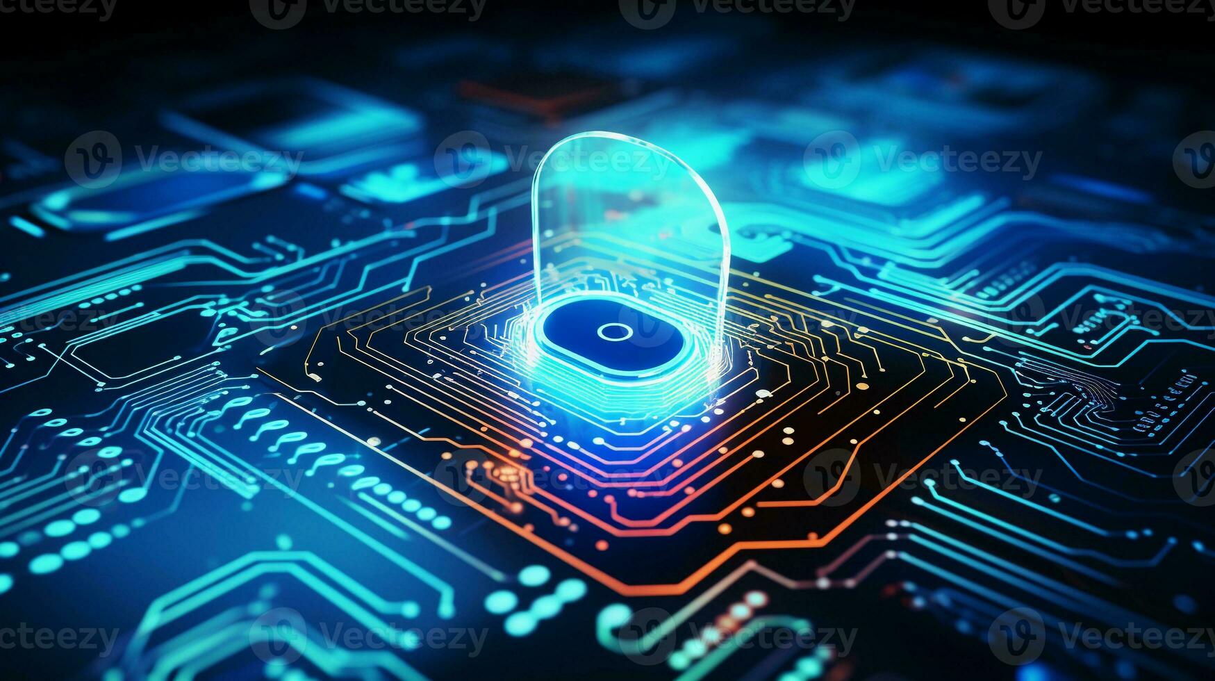 A scene depicting advanced online payment security measures, such as biometric authentication and encryption, with space for text, background image, AI generated photo