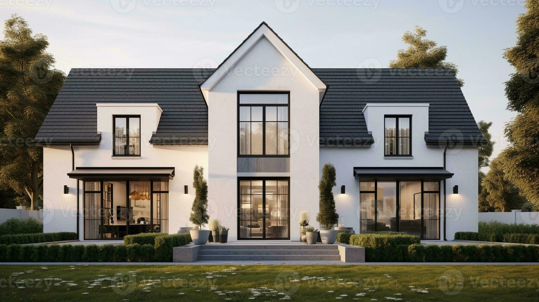 A visual celebration of a modern house that preserves and renovates a heritage facade, offering a blend of old-world charm and contemporary luxury, background image, AI generated photo