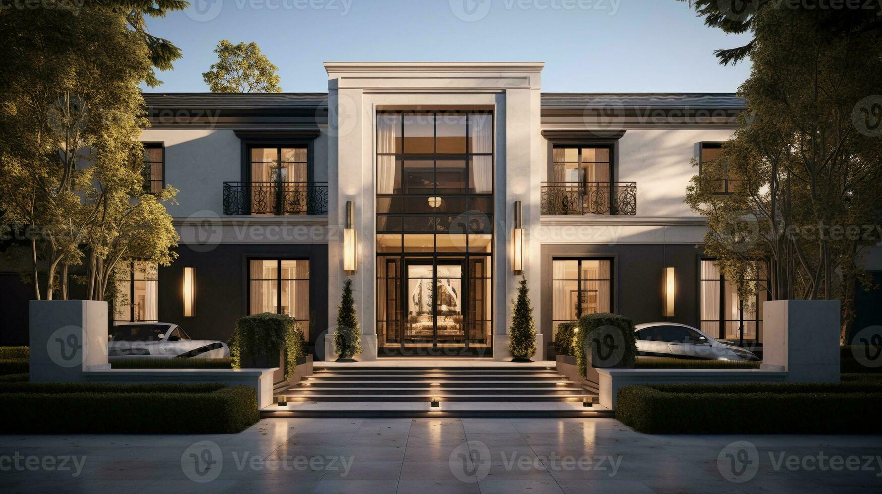 A visual celebration of a modern house that preserves and renovates a heritage facade, offering a blend of old-world charm and contemporary luxury, background image, AI generated photo