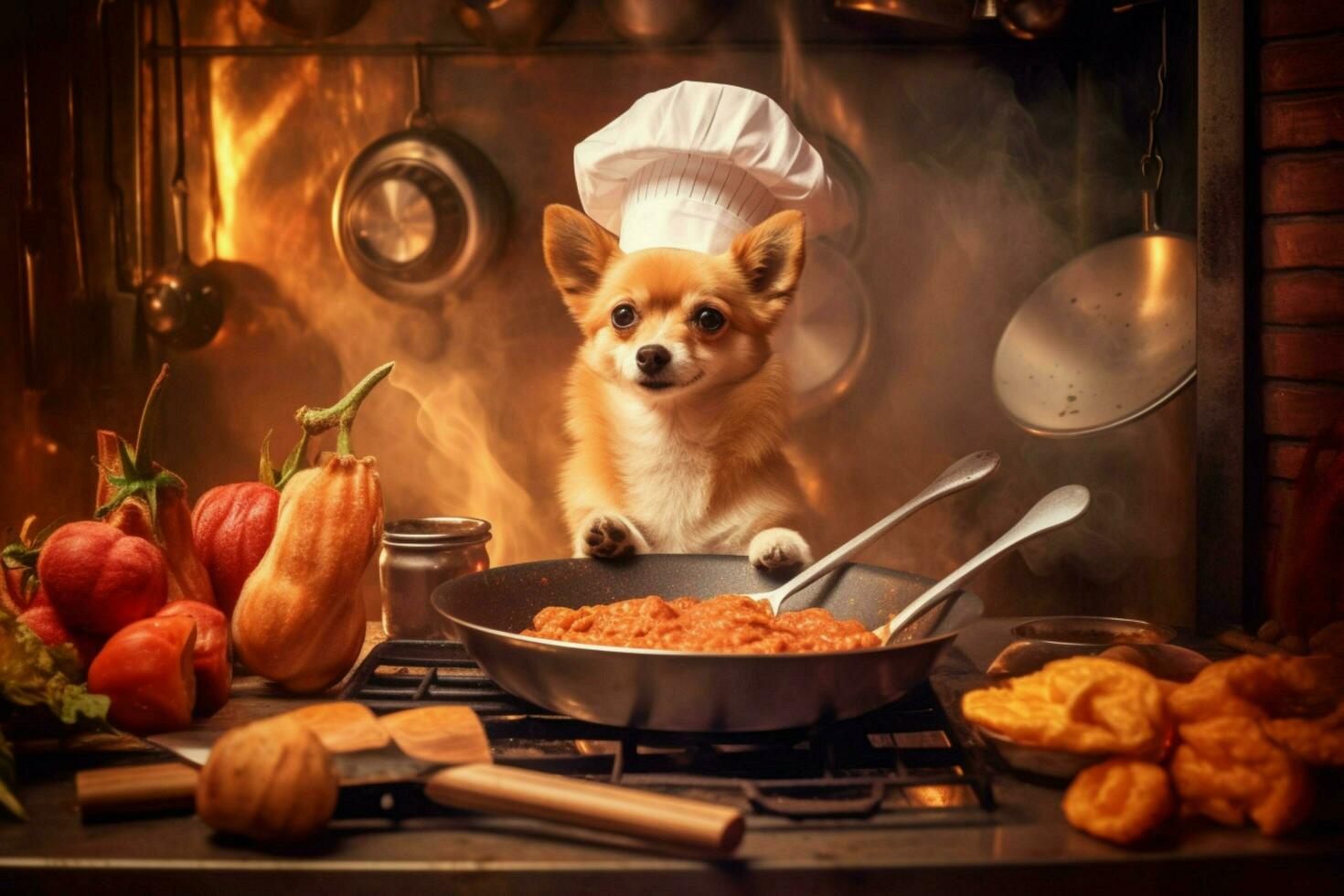 chef dog cooking photo