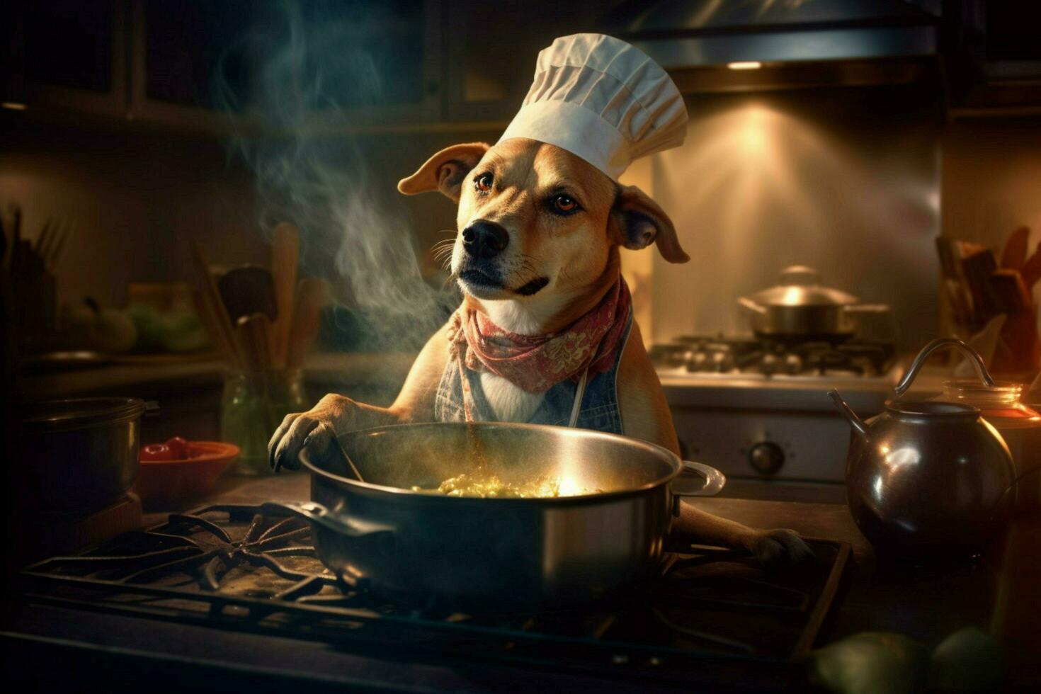 chef dog cooking photo