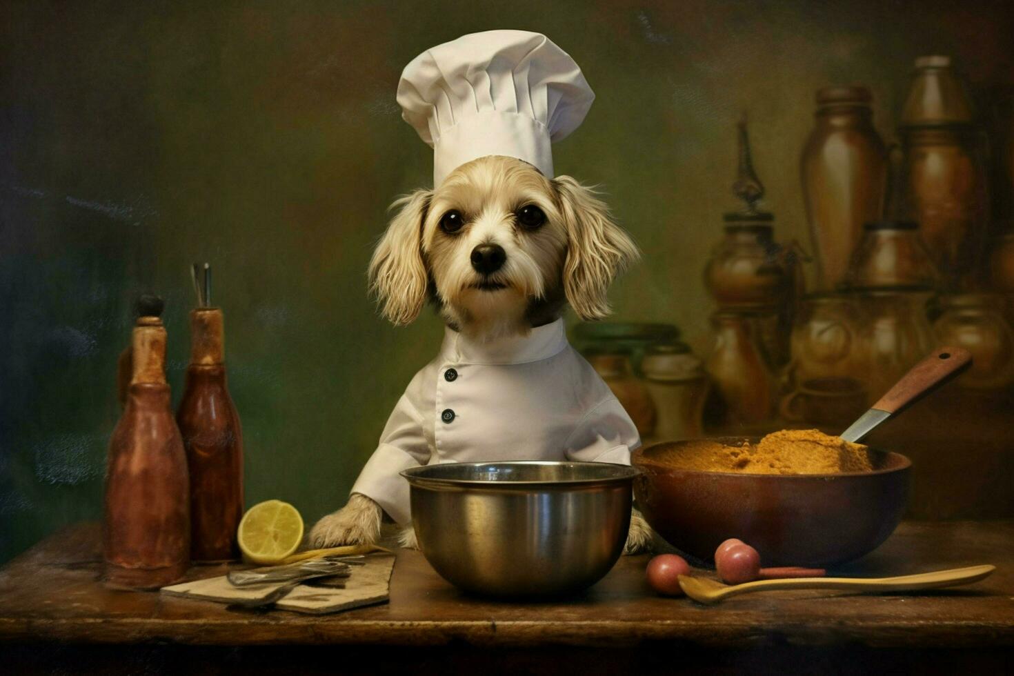 chef dog portrait cooking photo