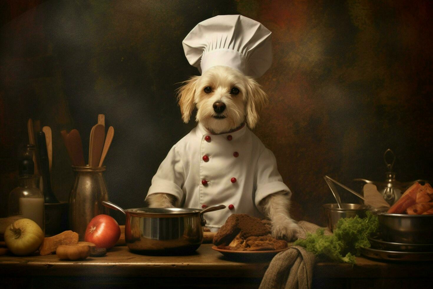 chef dog portrait cooking photo