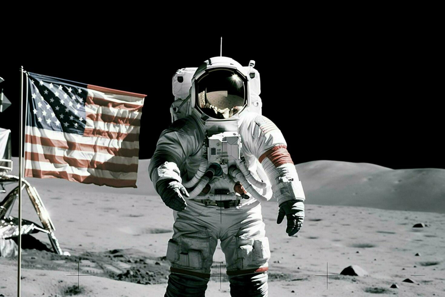 chino astronauta Luna con bandera foto