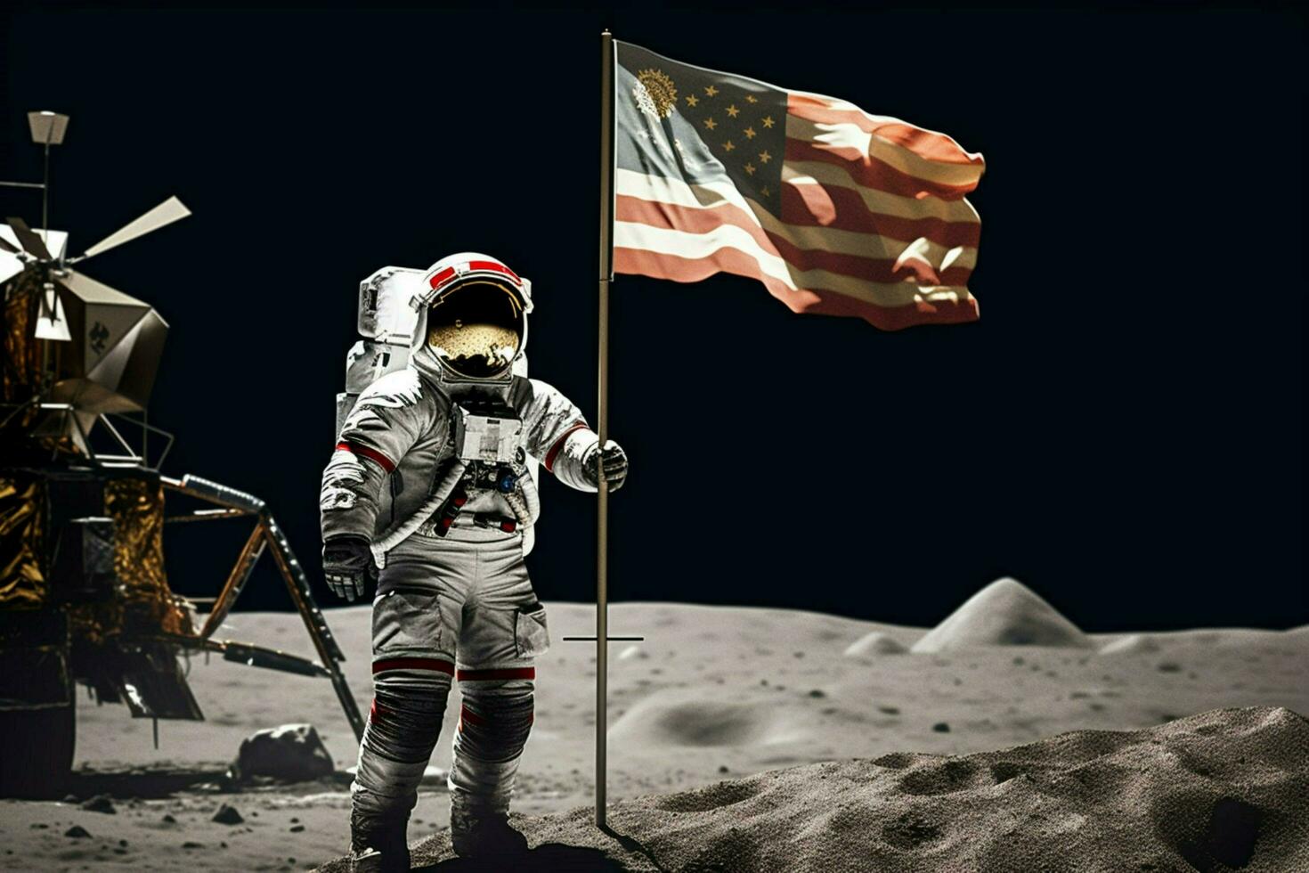 chino astronauta Luna con bandera foto