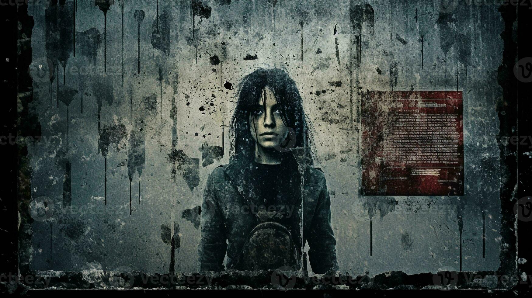 An image showcasing a grunge-inspired movie poster or film still with distressed textures and gritty elements, allowing space for text, background image, AI generated photo