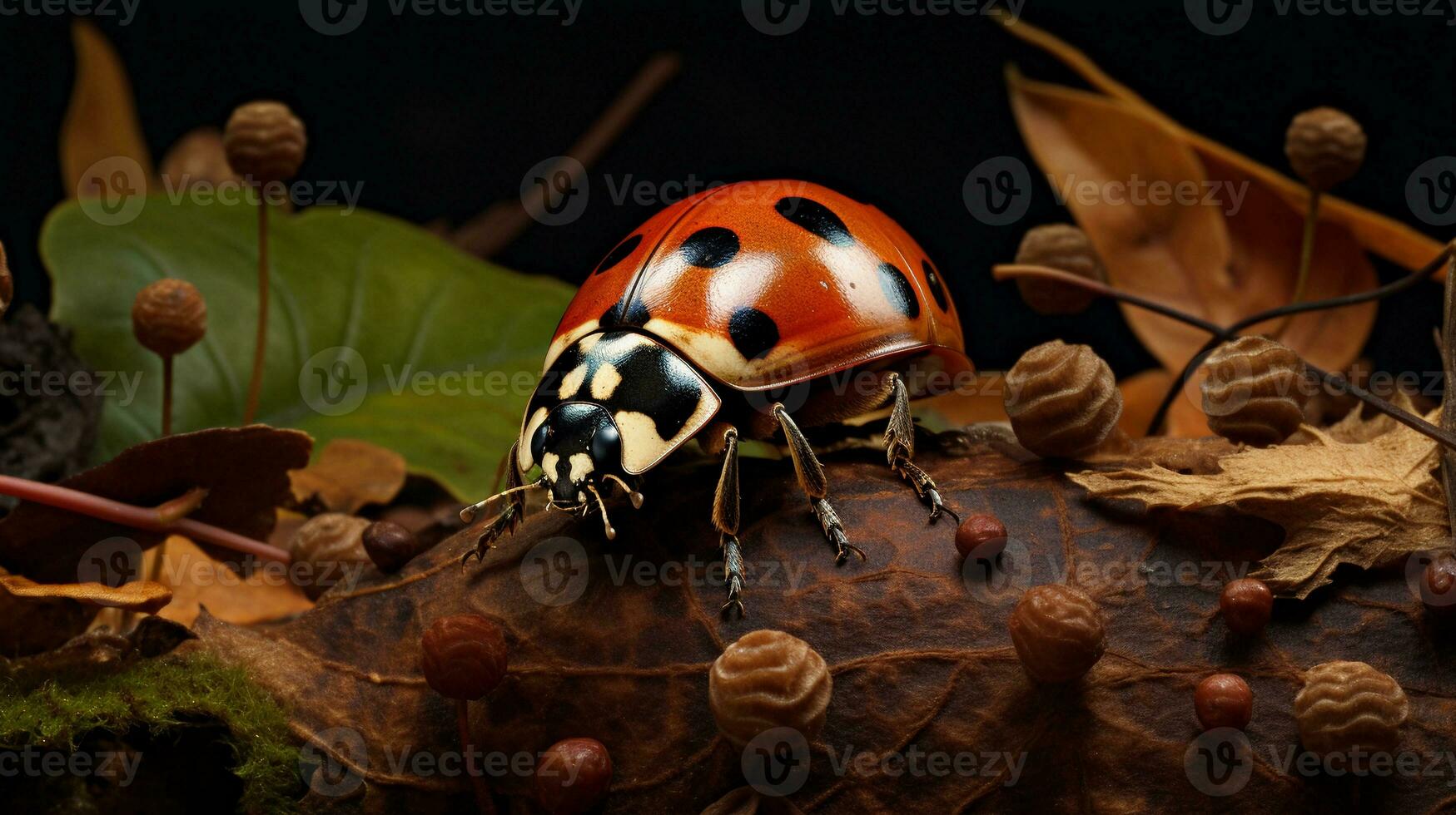 An artistic portrayal of a ladybug blending seamlessly into a textured background, highlighting their exceptional camouflage abilities, background image, AI generated photo