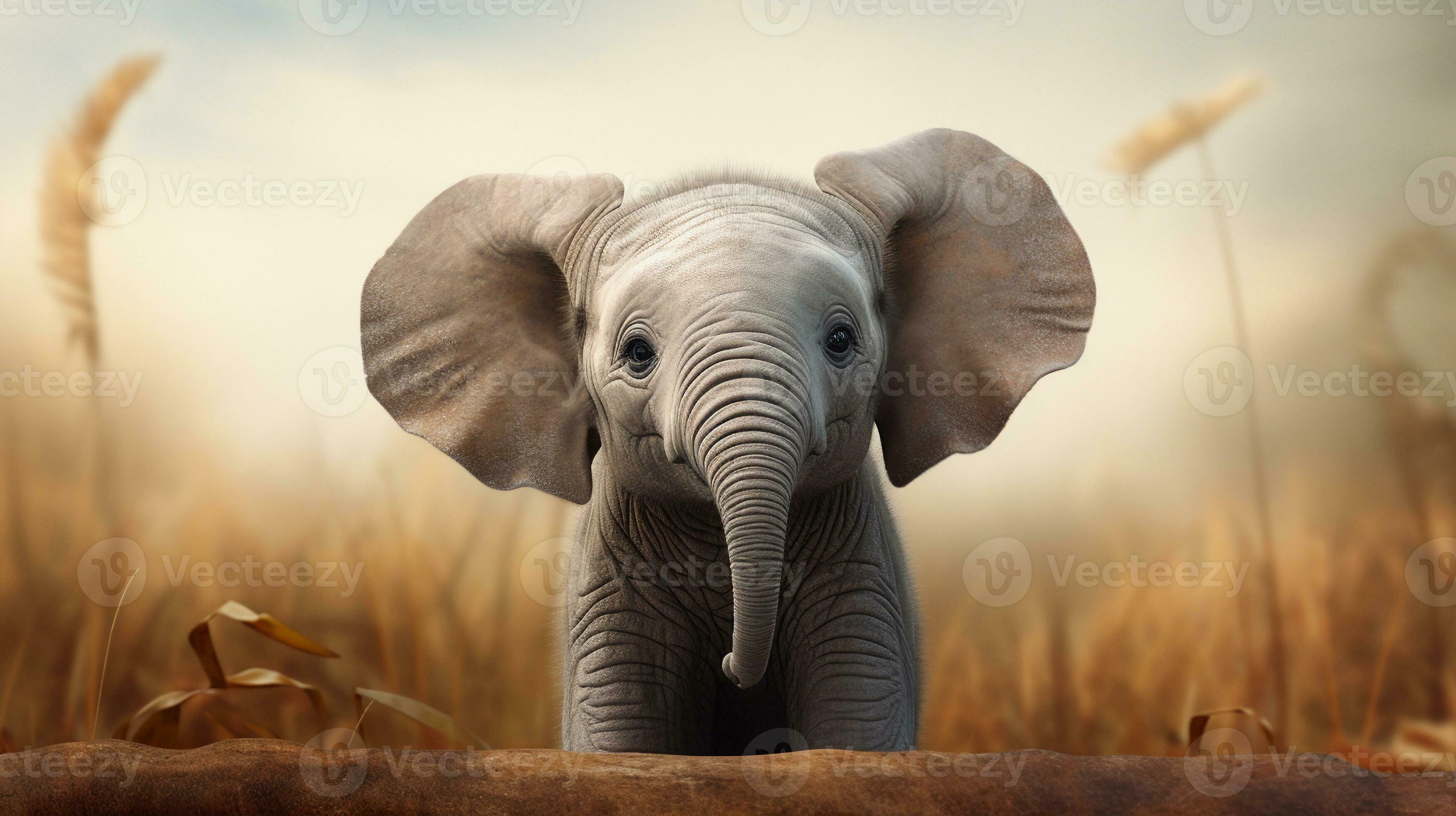 Close-up of a cute baby elephant with textured background and space for  text, background image, AI generated 30634635 Stock Photo at Vecteezy